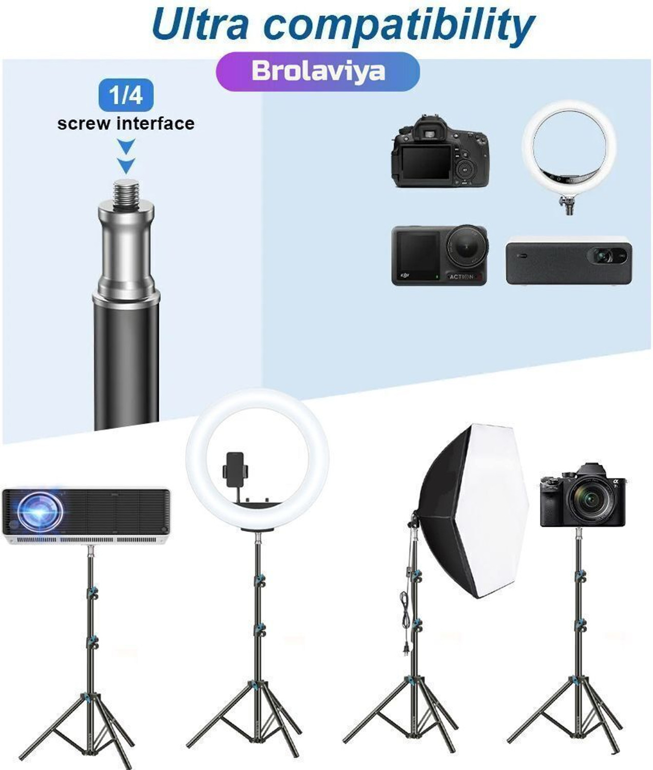 Image of BROLAVIYA Tripod Floor Stand for Videography Youtube Live and Shooting Tripod