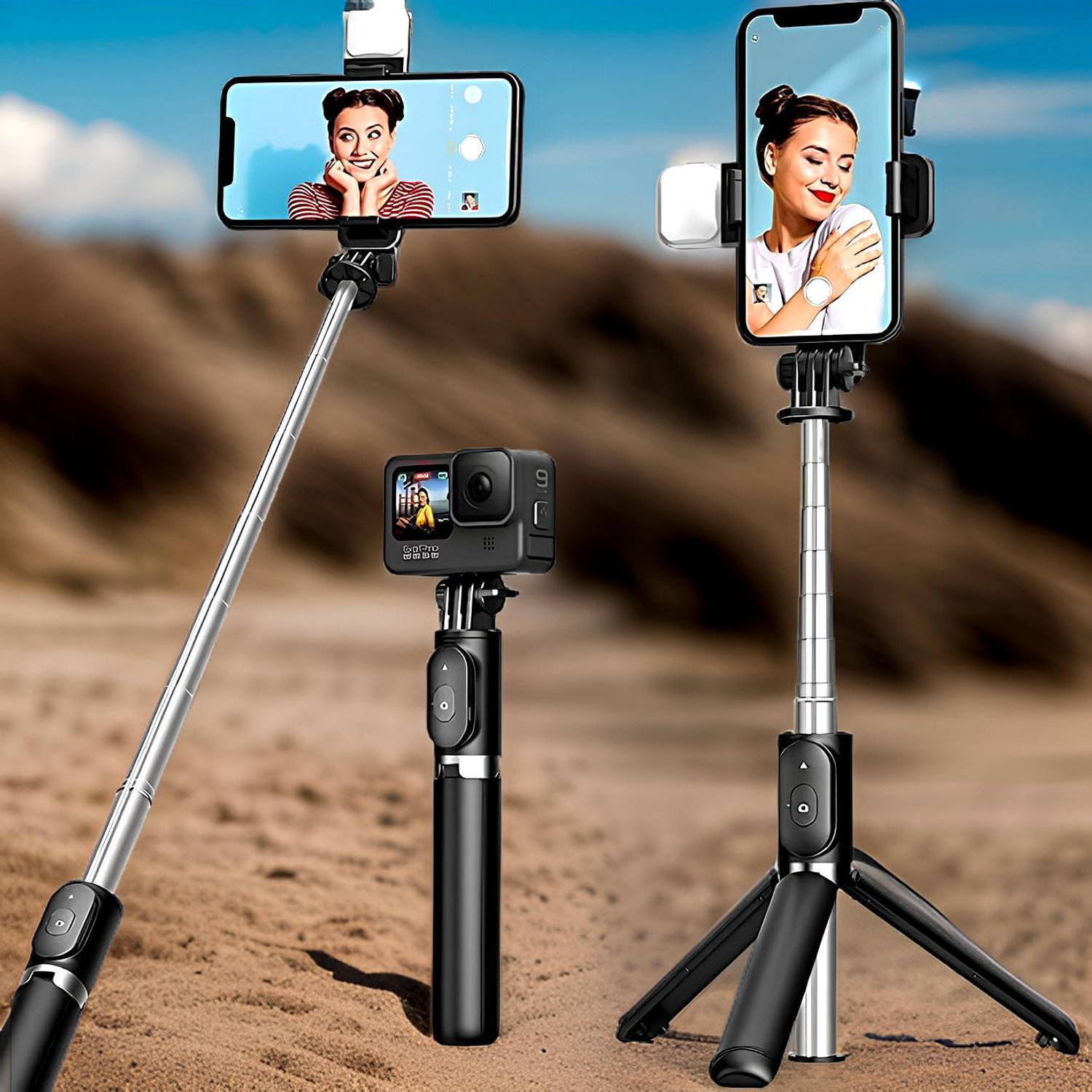 Clairbell Adjustable (Tripod) and (Selfie Stick) with Bluetooth Connectivity JY213 Tripod