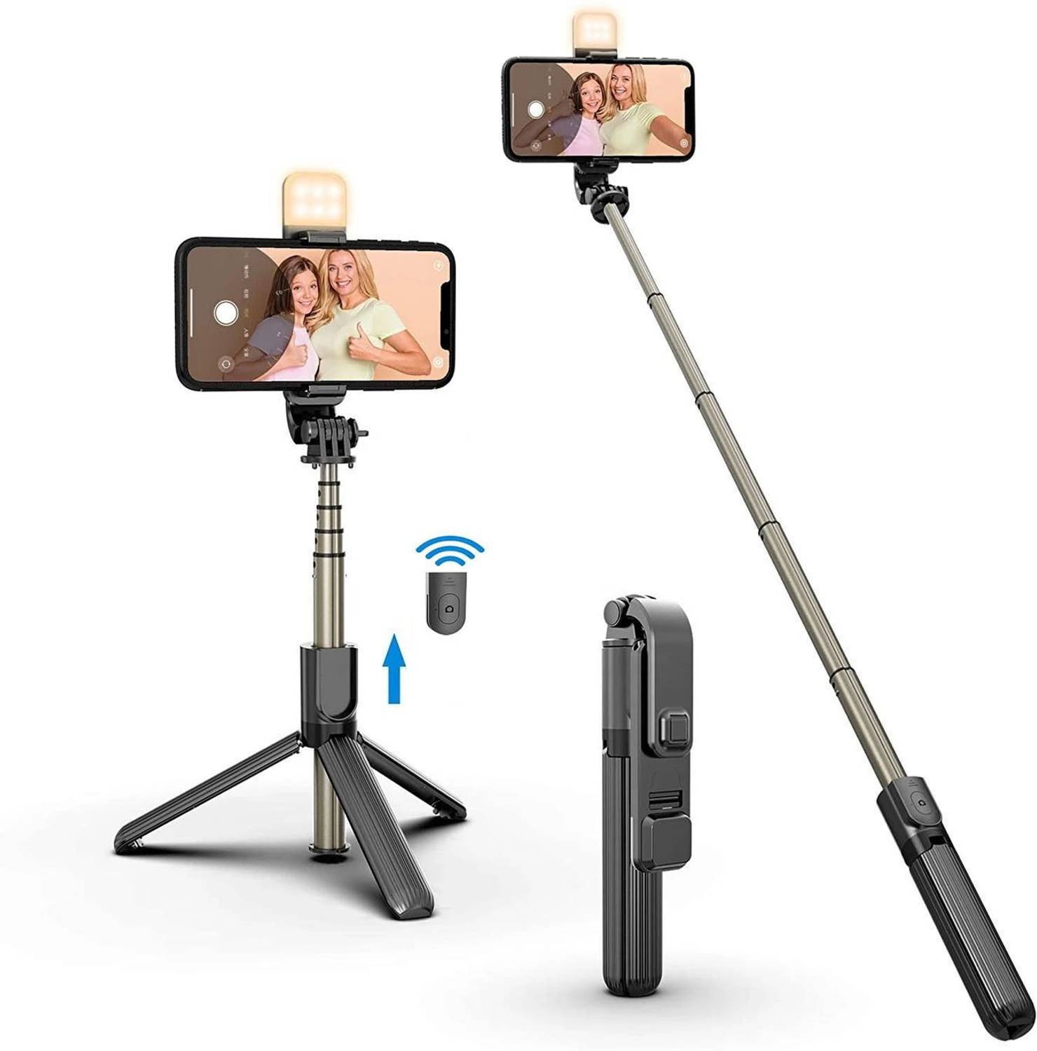 USTINE Trendy R1S Selfie Stick With Remote Light Adjustable Tripod For All Smartphones Tripod