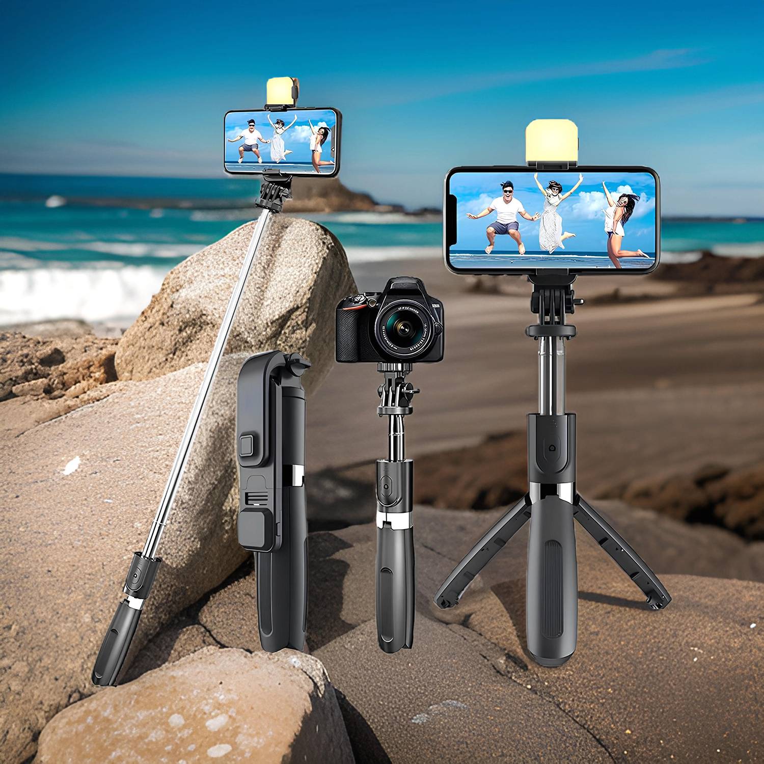 Clairbell Adjustable (Tripod) and (Selfie Stick) with Bluetooth Connectivity JY304 Tripod