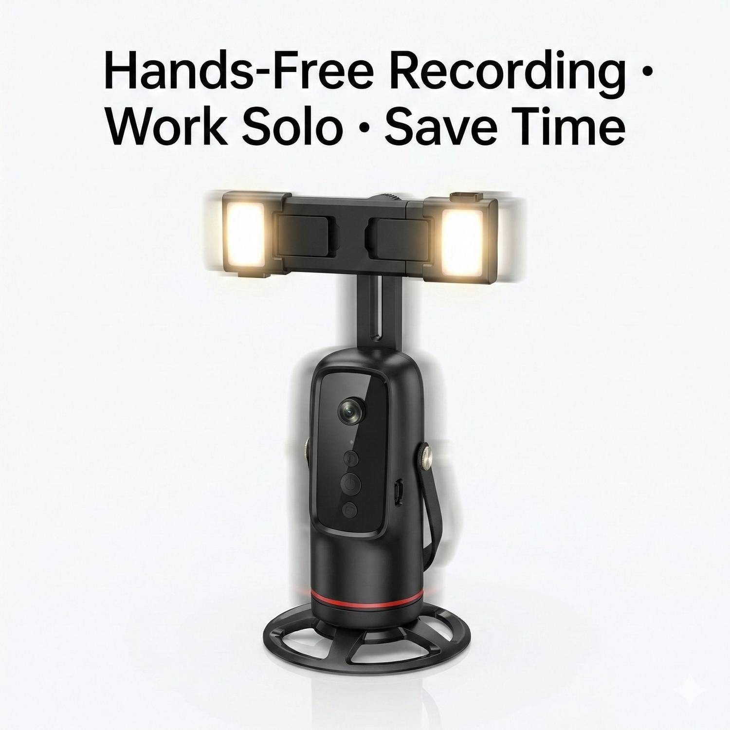 ZIRAK Auto Rotating Face Tracking Phone Stand with Built-In Dual LED Lights Tripod