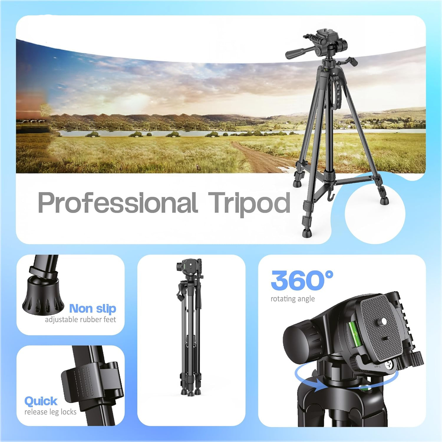 Image of Blue Birds Professional Aluminum 3366 Tripod Stand Heavy Quality for DSLR all Smart Phone Tripod