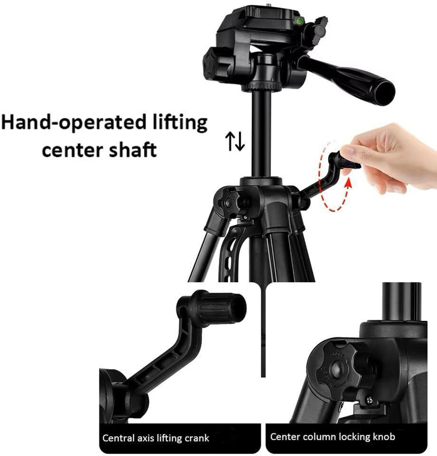 Image of BONTECH 3366 Height Adjustable Aluminum Alloy Tripod Compatible with All Smart Phones, Tripod