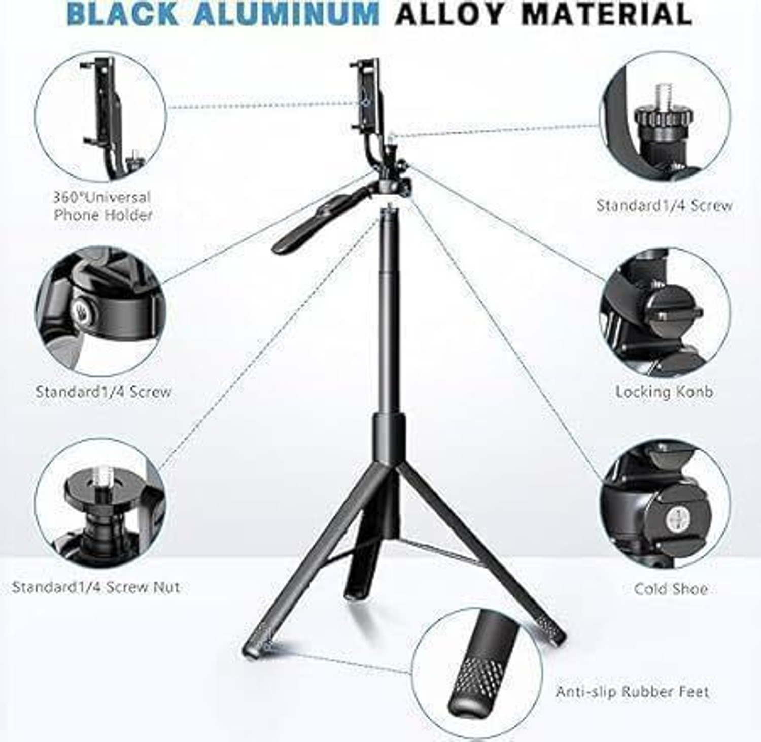 Image of Sconzi R16S Long Selfie Stick Tripod with Flash Light Tripod, Monopod Kit, Tripod Kit