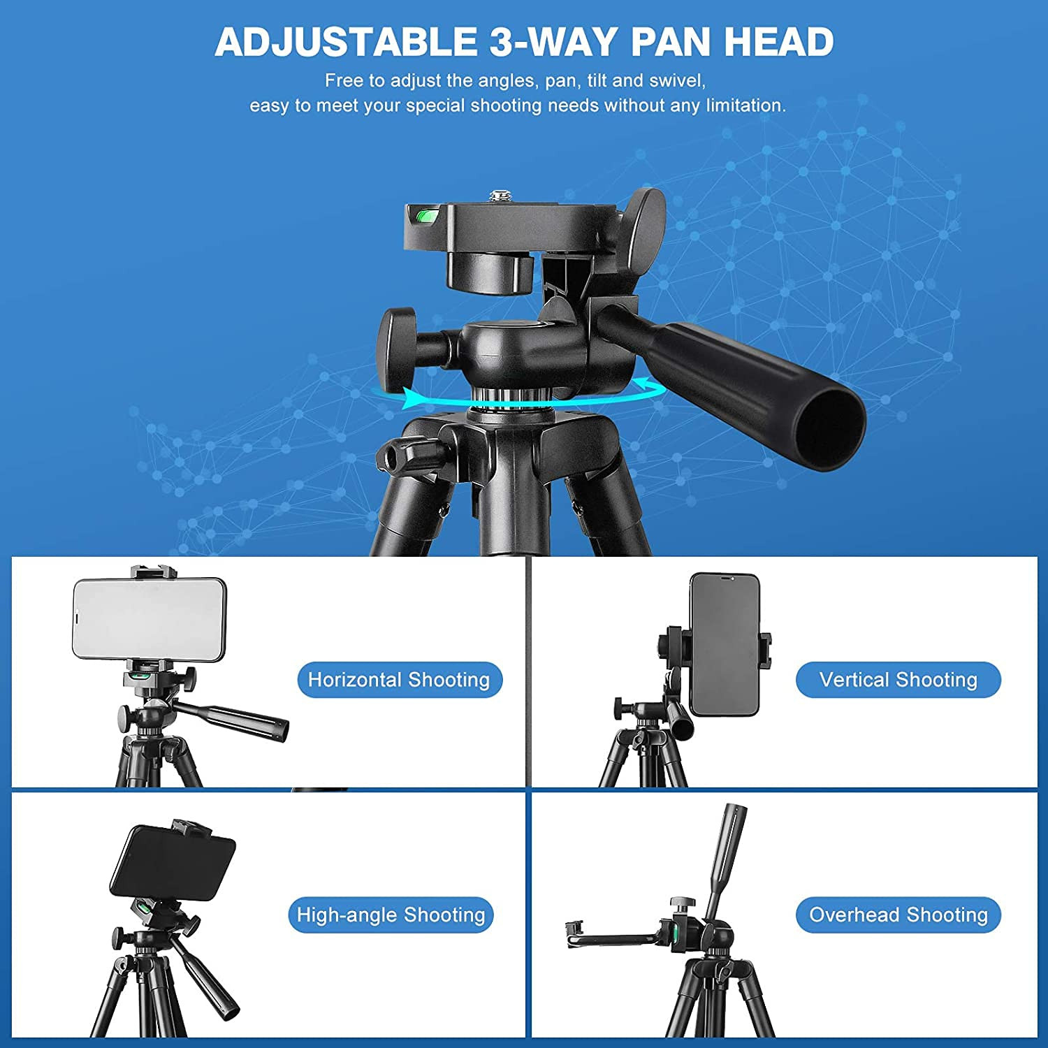 Image of Blue Birds Professional Aluminum 3366 Tripod Stand Heavy Quality for DSLR all Smart Phone Tripod