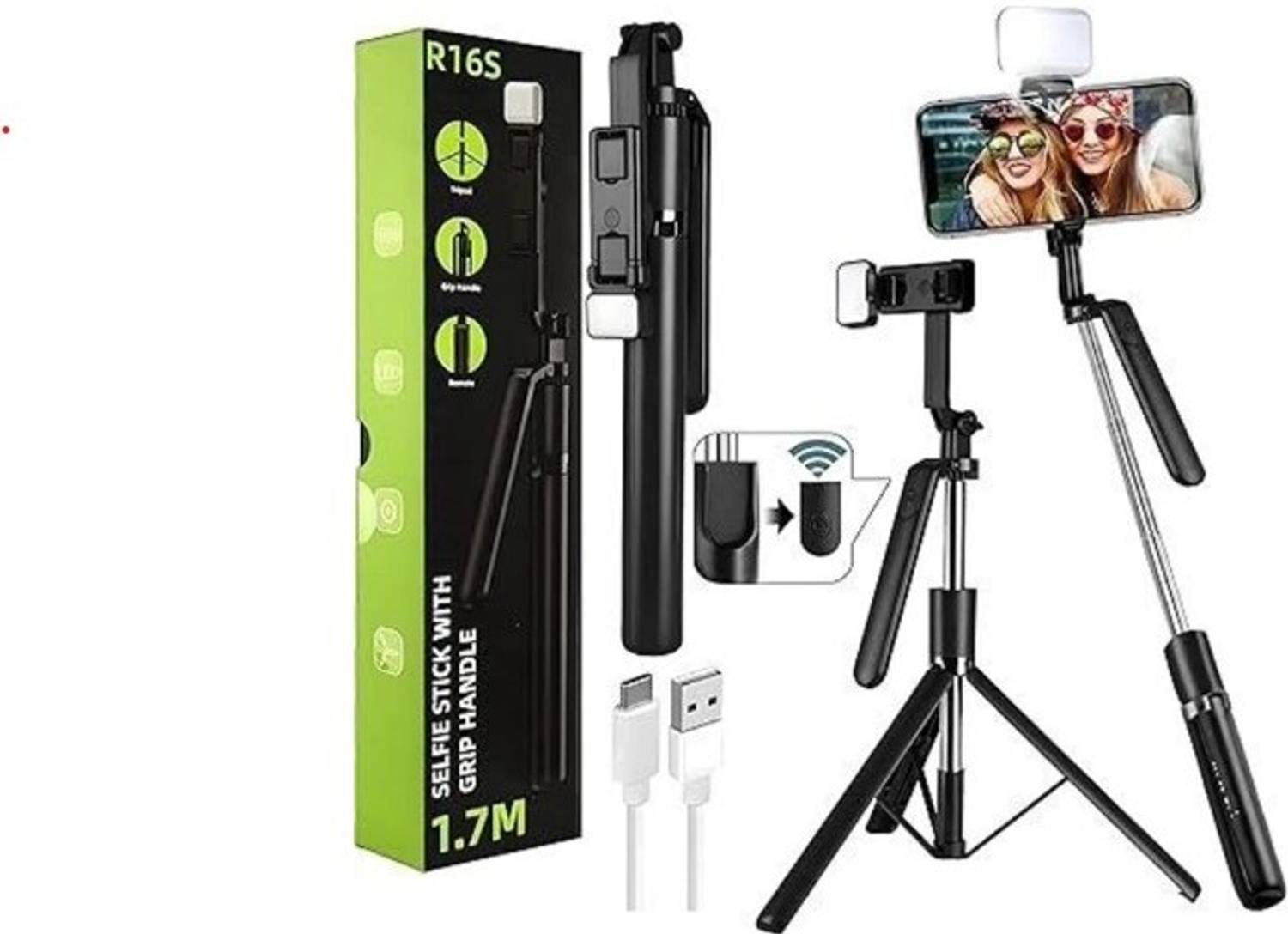 Sconzi R16S 360° Rotation Long Selfie Stick with Light Tripod