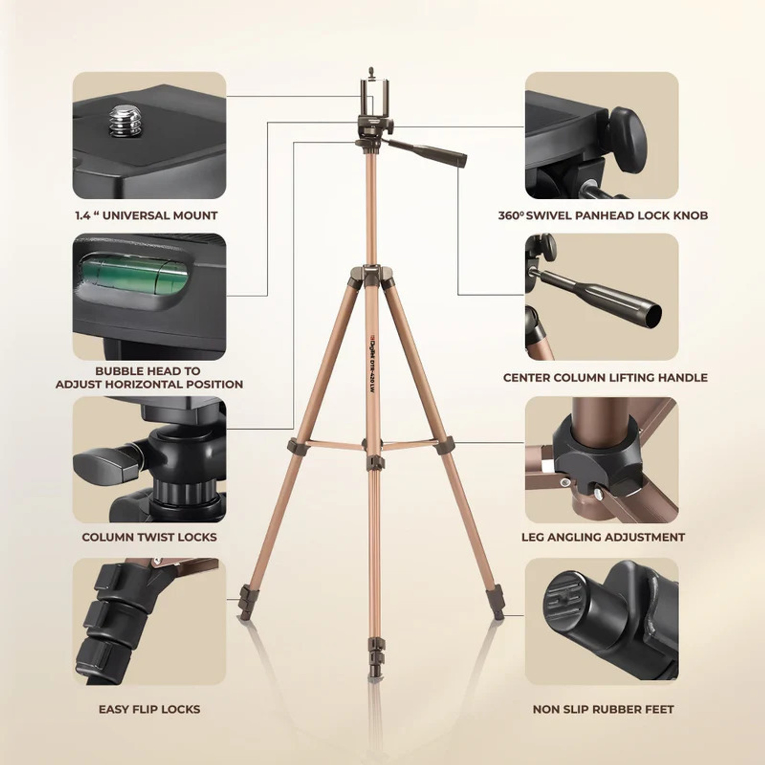 Image of DIGITEK DTR 420 LW Tripod Stand for Camera and Smartphone Tripod