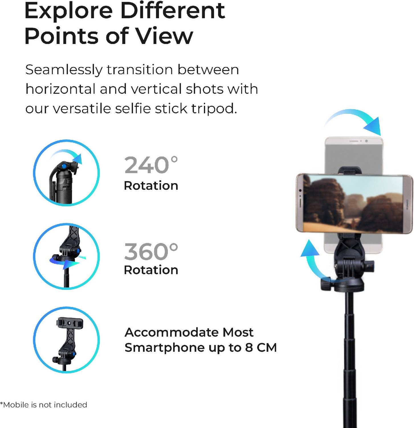 DIGITEK DTR-525 SS 160cm Tripod Selfie Stick with Remote - Image 5