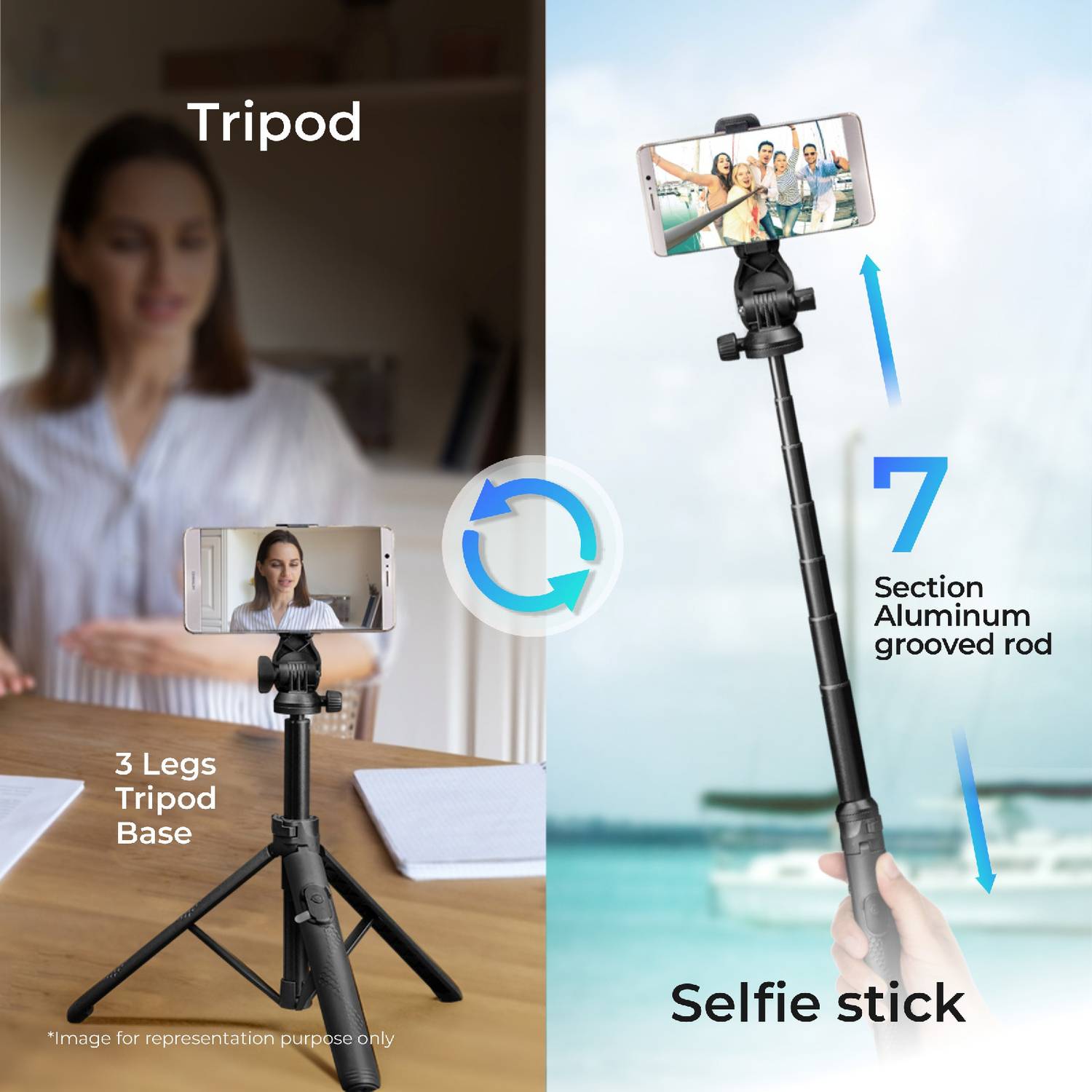 DIGITEK DTR-525 SS 160cm Tripod Selfie Stick with Remote - Image 3