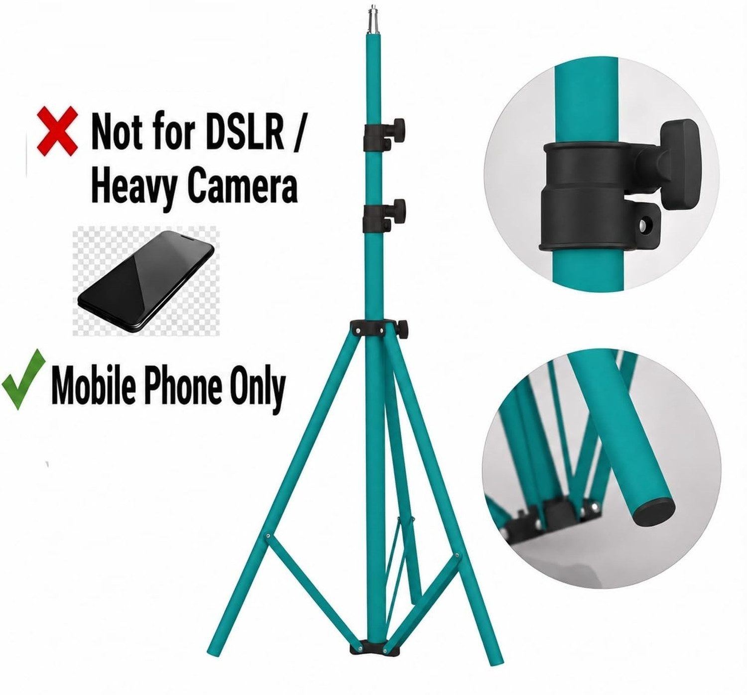 Image of Protance Tripod 7 Feet Adjustable Stand With Bluetooth Remote, Rotating Ball Head BG-089 Tripod (Green, Supports Up to 2100 g)
