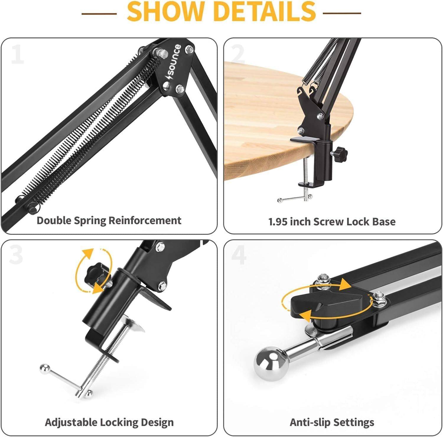 ALF Lightweight Tabletop Stand Phone Holder, Metal Long Lazy Arm and Bracket Mobile Holder - Image 4