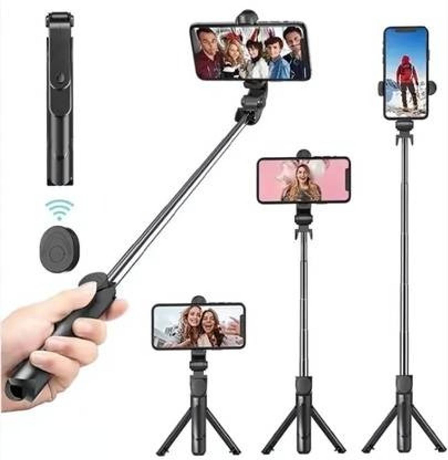 RelElseTech 3-in-1 Convertible Tripod, 360° Rotating Phone Holder, Bluetooth Remote Tripod Tripod