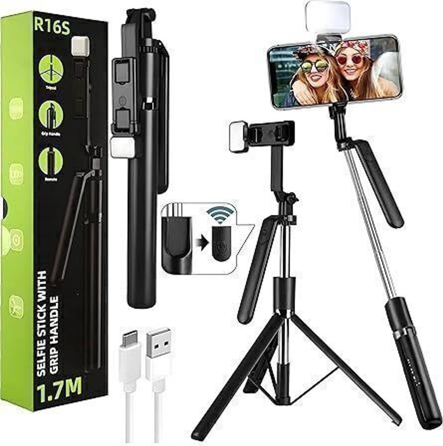GETGETO R16S Ultra Light Selfie Stick Tripod with Flash Tripod, Monopod Kit, Tripod Kit