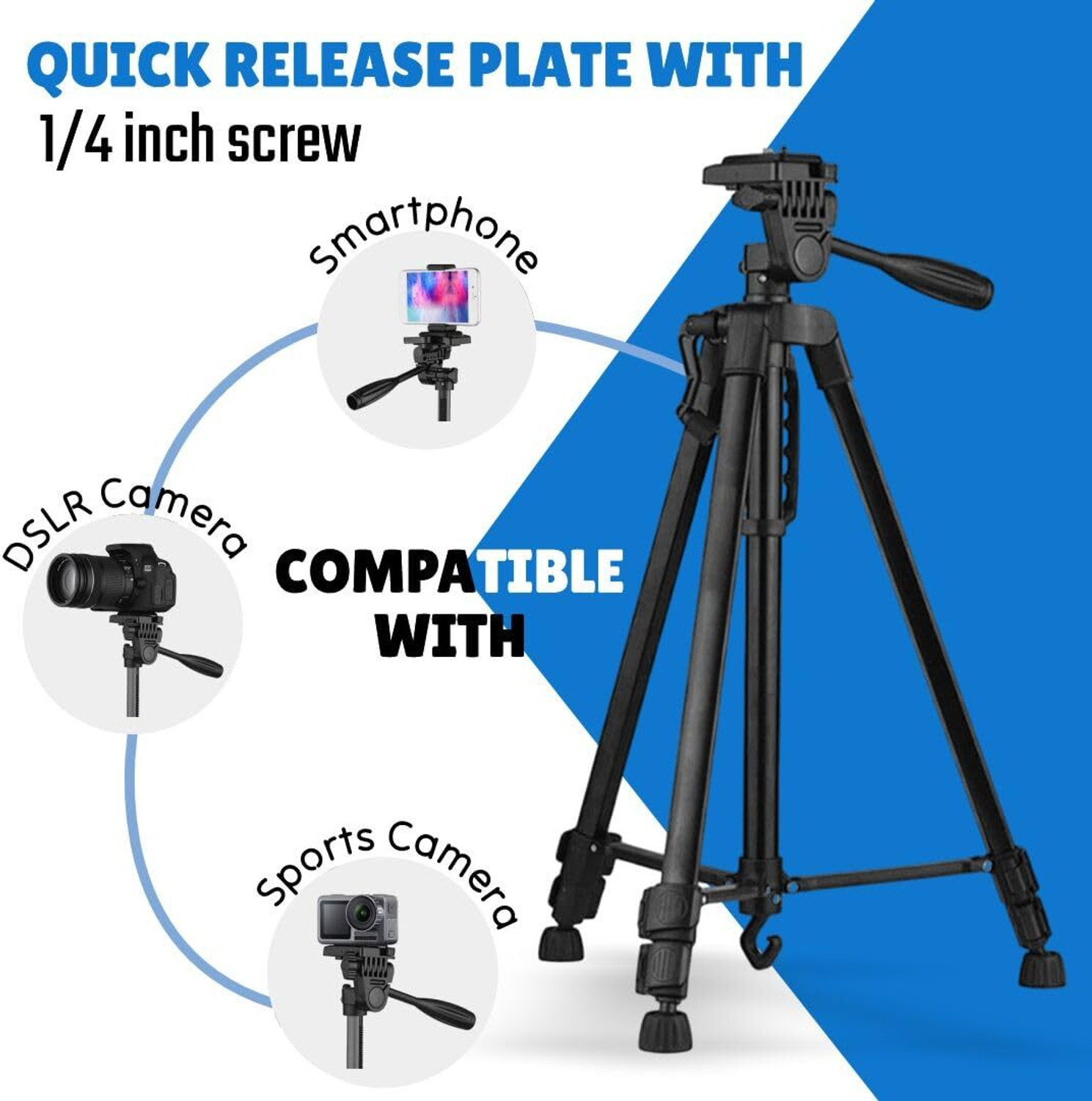 Image of JPY 3366 Height Adjustable Aluminum Alloy Tripod Tripod