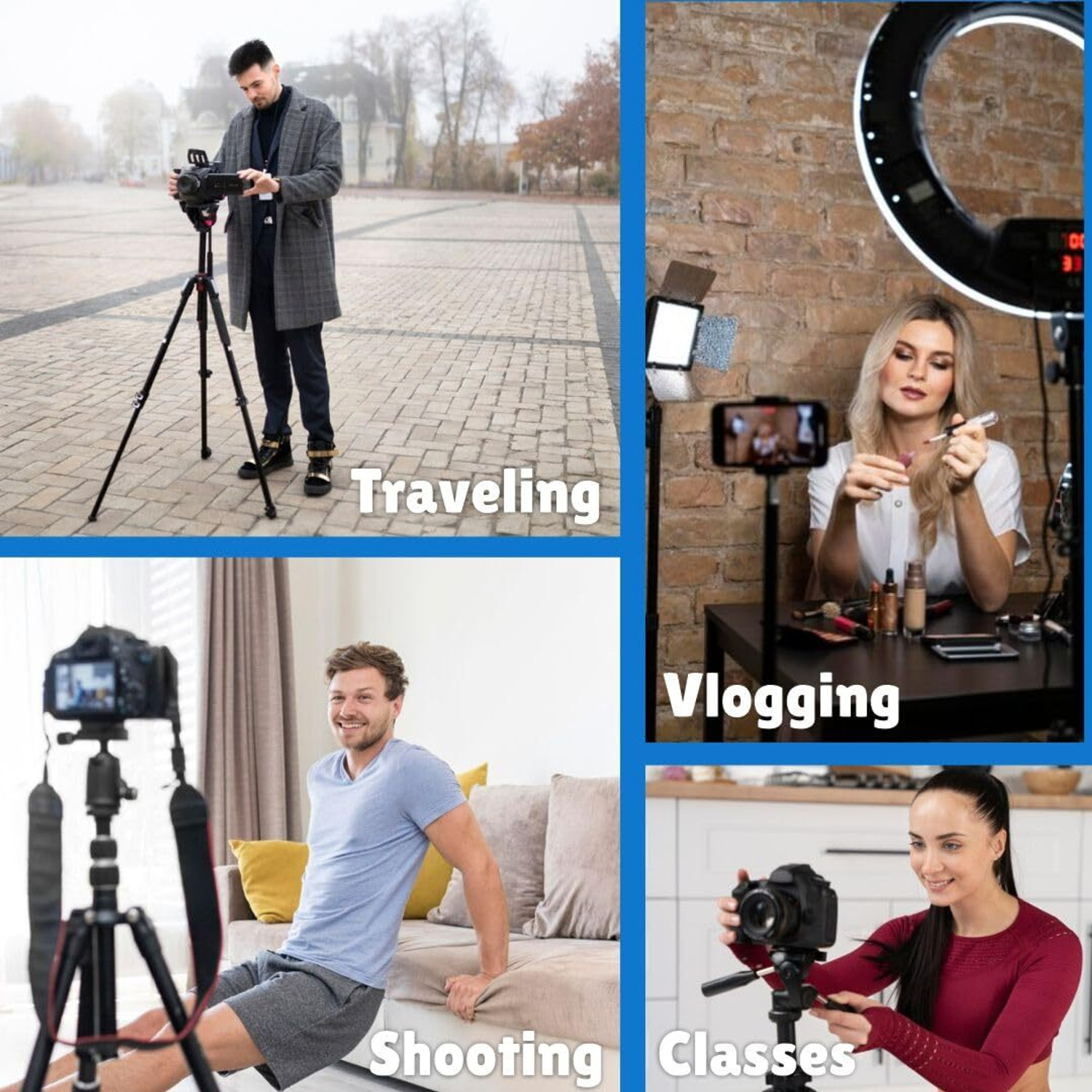 Image of Vacotta 3366 lightweight and sturdy tripod for Vlogger,Youtuber,travel,for mobile camera Tripod
