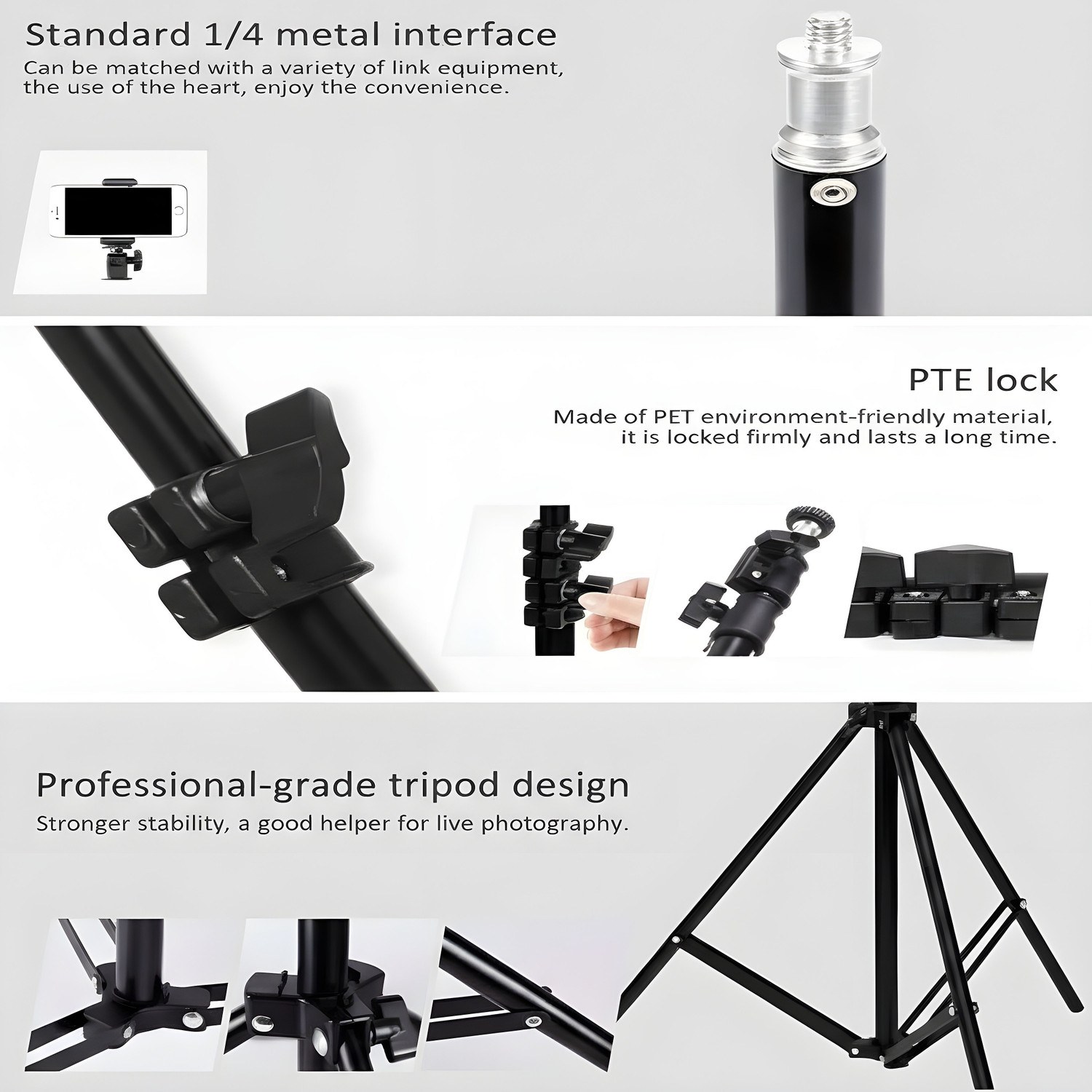 Image of Protance Tripod 7 Feet Adjustable Stand, Rotating Ball Head Mobile Clip, Tripod Bracket Tripod