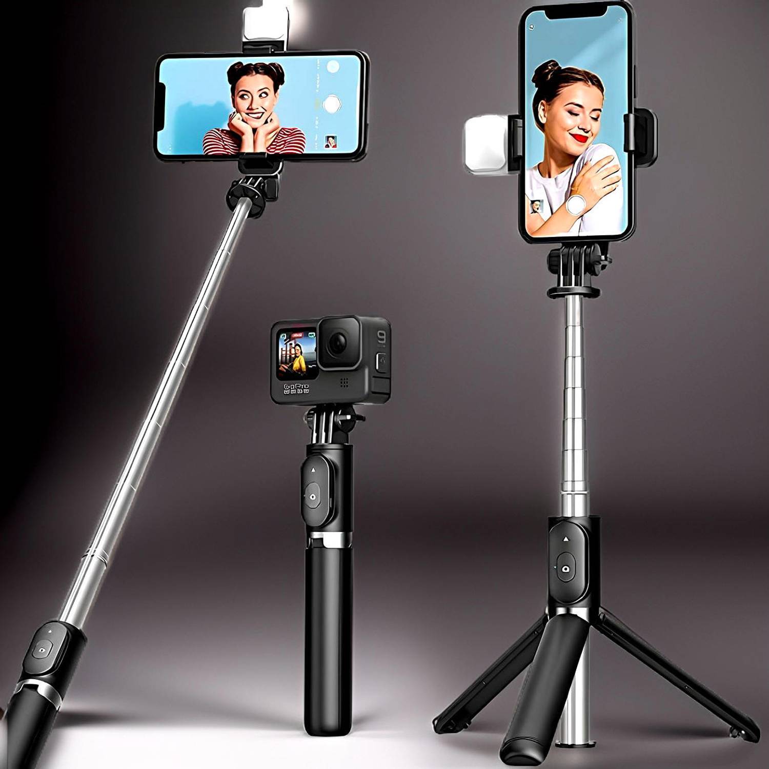Clairbell Adjustable (Tripod) and (Selfie Stick) with Bluetooth Connectivity JY201 Tripod