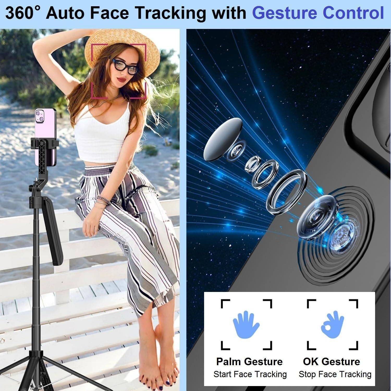 FKU ES-B181K 1.8M AI Selfie Stick with Light - Image 2