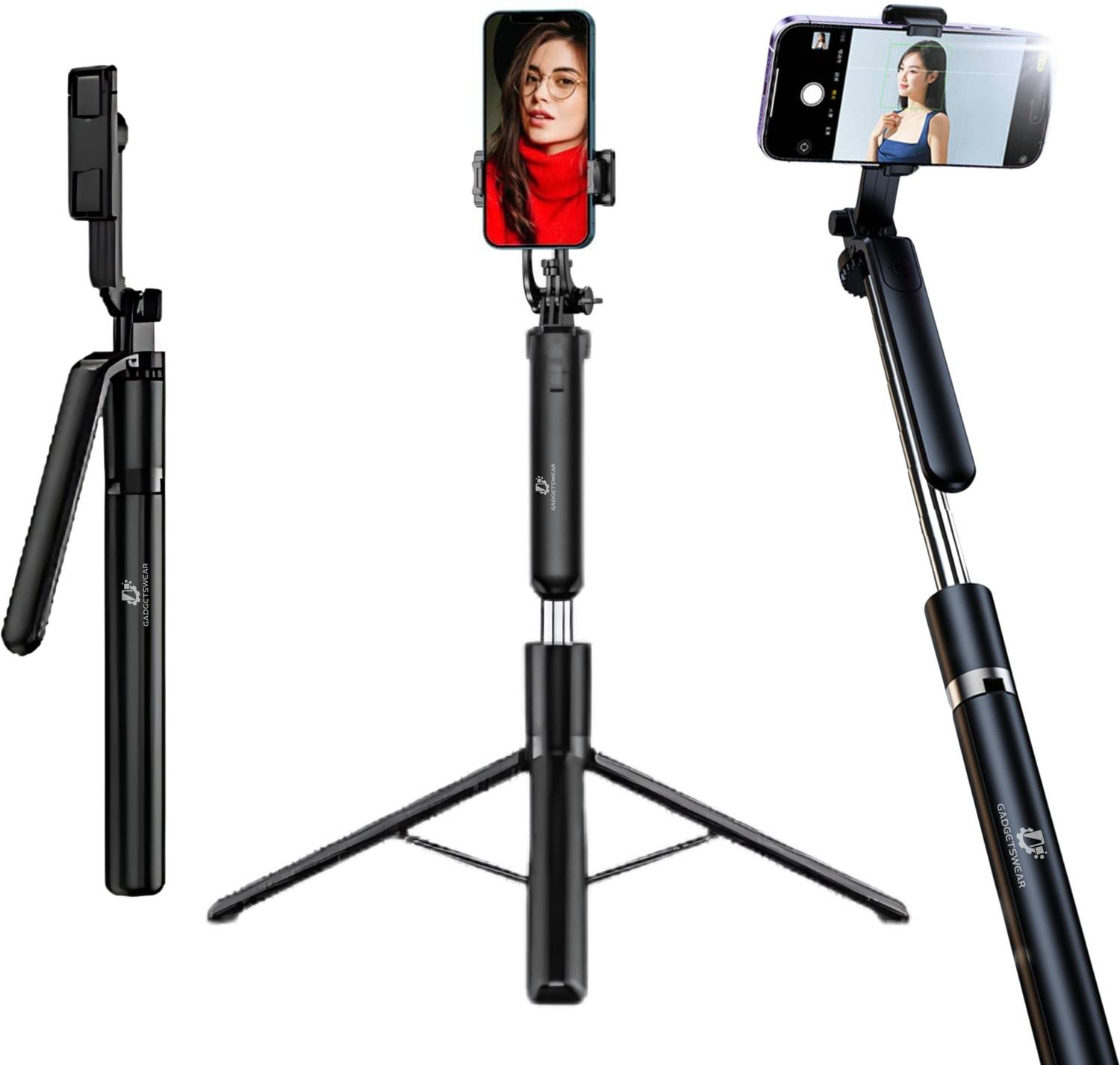 GADGETSWEAR Selfie Stick with Tripod Stand (6 Month Warranty), 170CM/ 67inch Extra Long Tripod