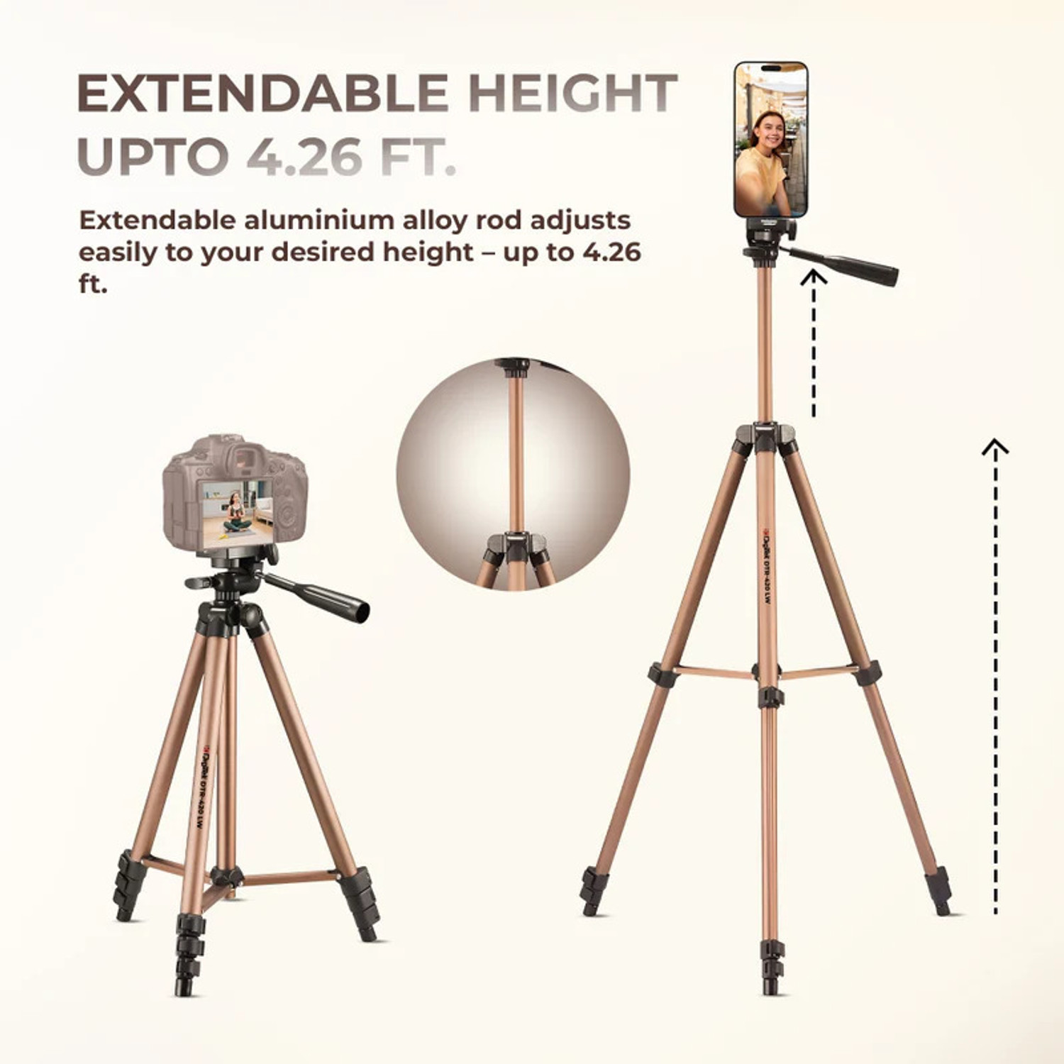 Image of DIGITEK DTR 420 LW Tripod Stand for Camera and Smartphone Tripod
