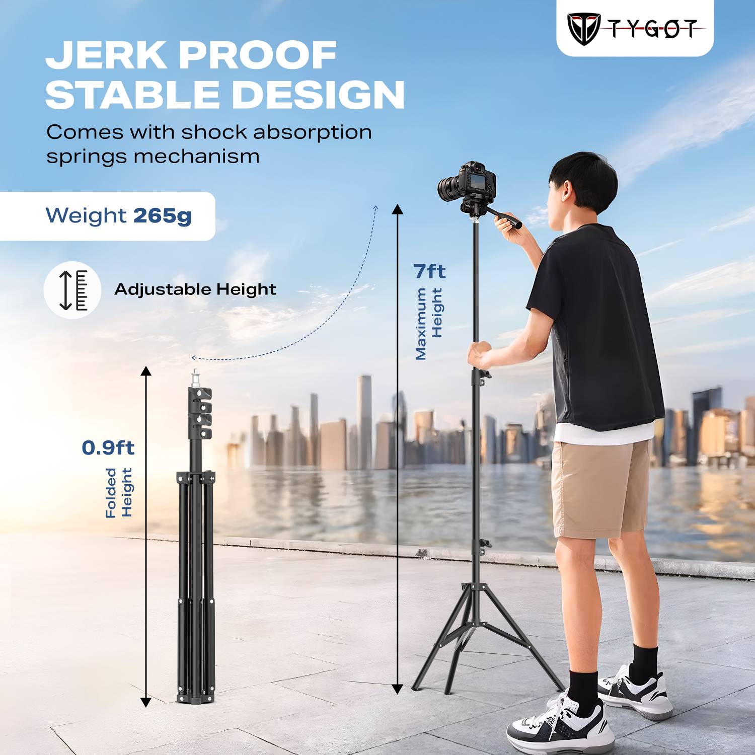 Tygot 7 Feet Aluminum Alloy Studio Light Stand with Mobile Holder - Image 3