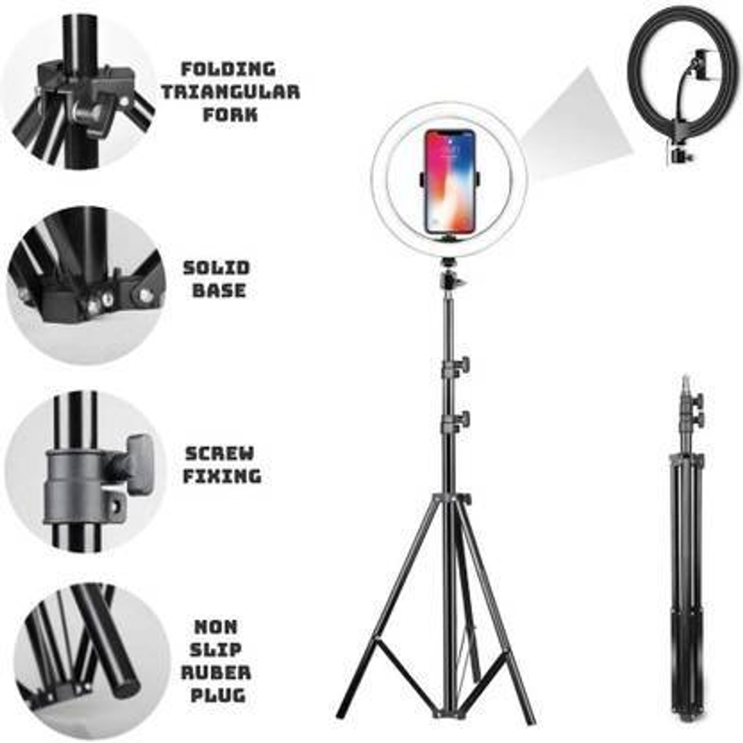 Image of BESTFLY 10 inchSelfie Light 7Ft Long tripod with remote control and long caller mic Tripod, Monopod, Tripod Bracket, Tripod Ball Head, Tripod Kit