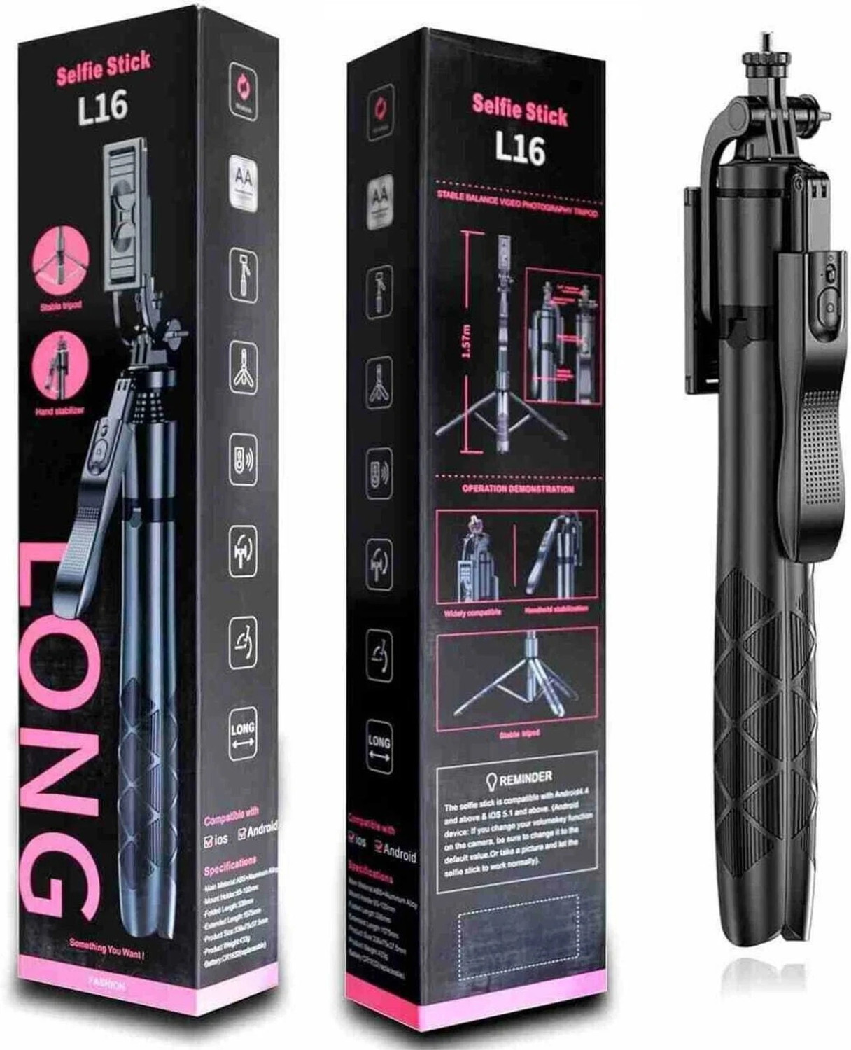 Image of Scozni L16 Long Selfie Stick Travel Pro Tripod