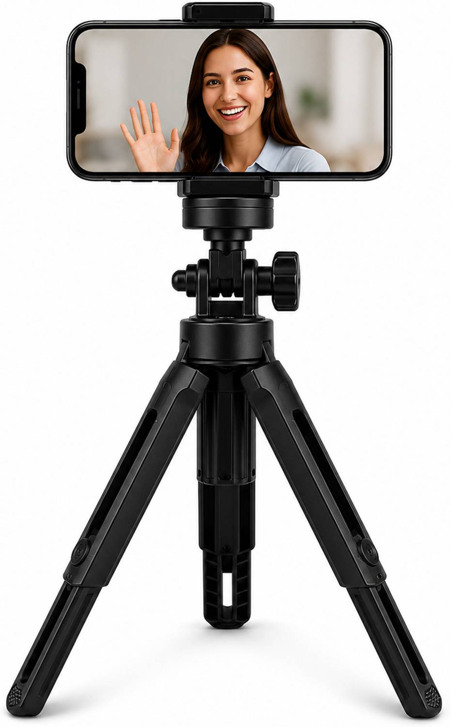 HOMESAAN Mini Mobile Phone Tripod Stand with 360° Rotating Holder Black Tripod
