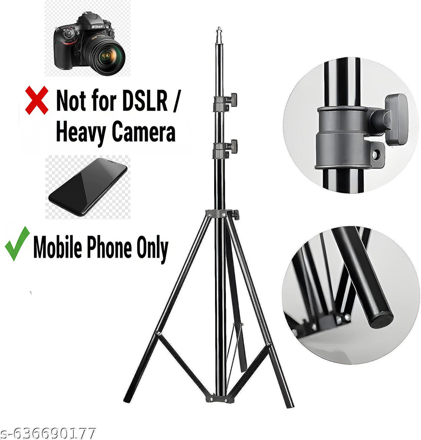 Image of Protance Tripod 7 Feet Adjustable Stand, Rotating Ball Head Mobile Clip, Tripod Bracket Tripod