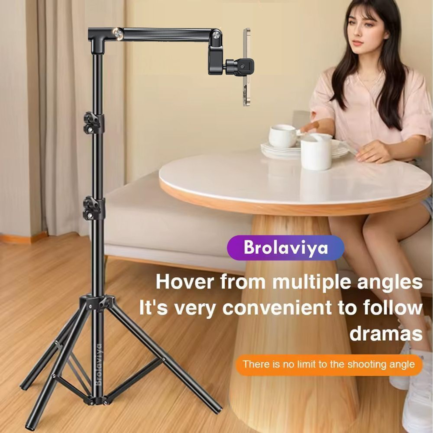 Image of BROLAVIYA Tripod Floor Stand for Videography Youtube Live and Shooting Tripod