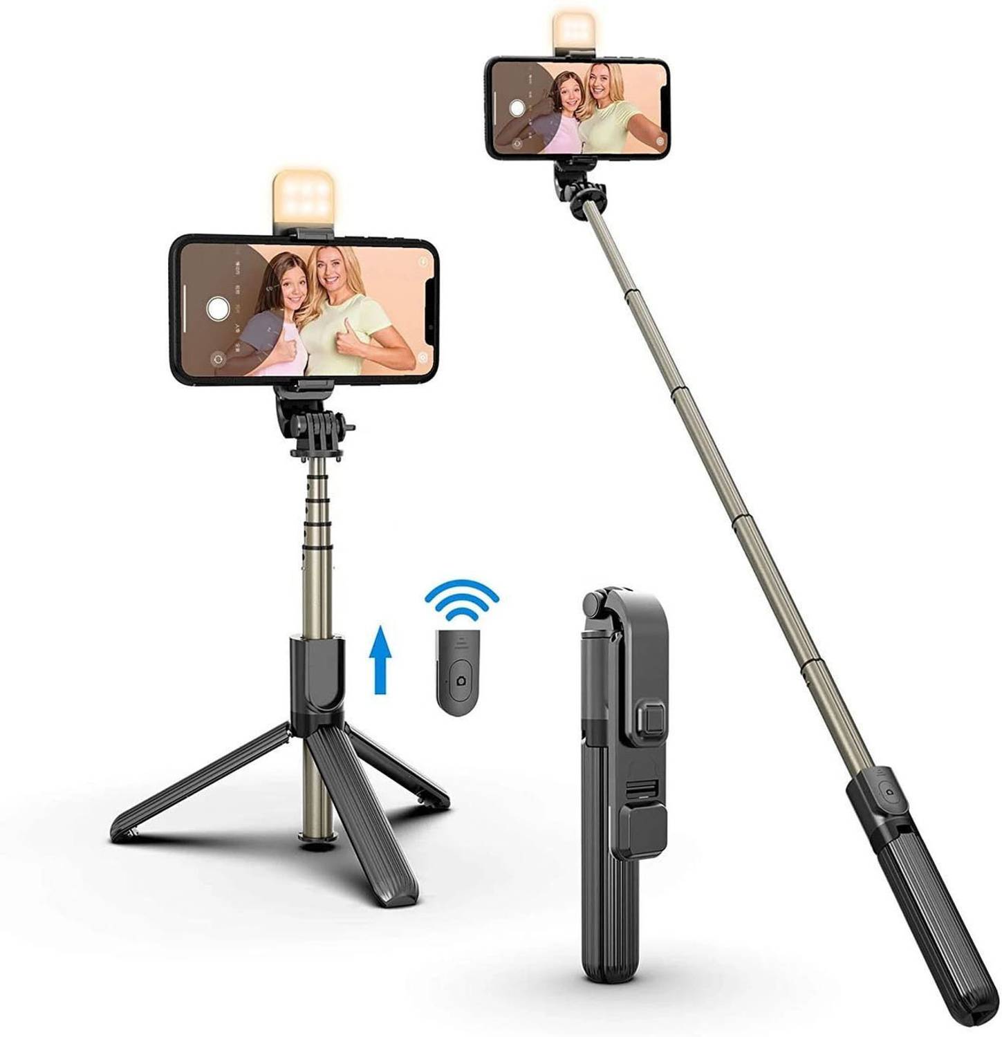 USTINE New Selfie Stick R1S With Remote Light Adjustable For All Smartphones Tripod