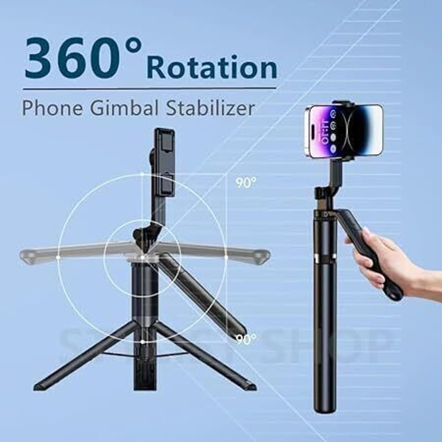 Image of GETGETO R16S 360 Rotation Long Selfie Stick with Light Tripod