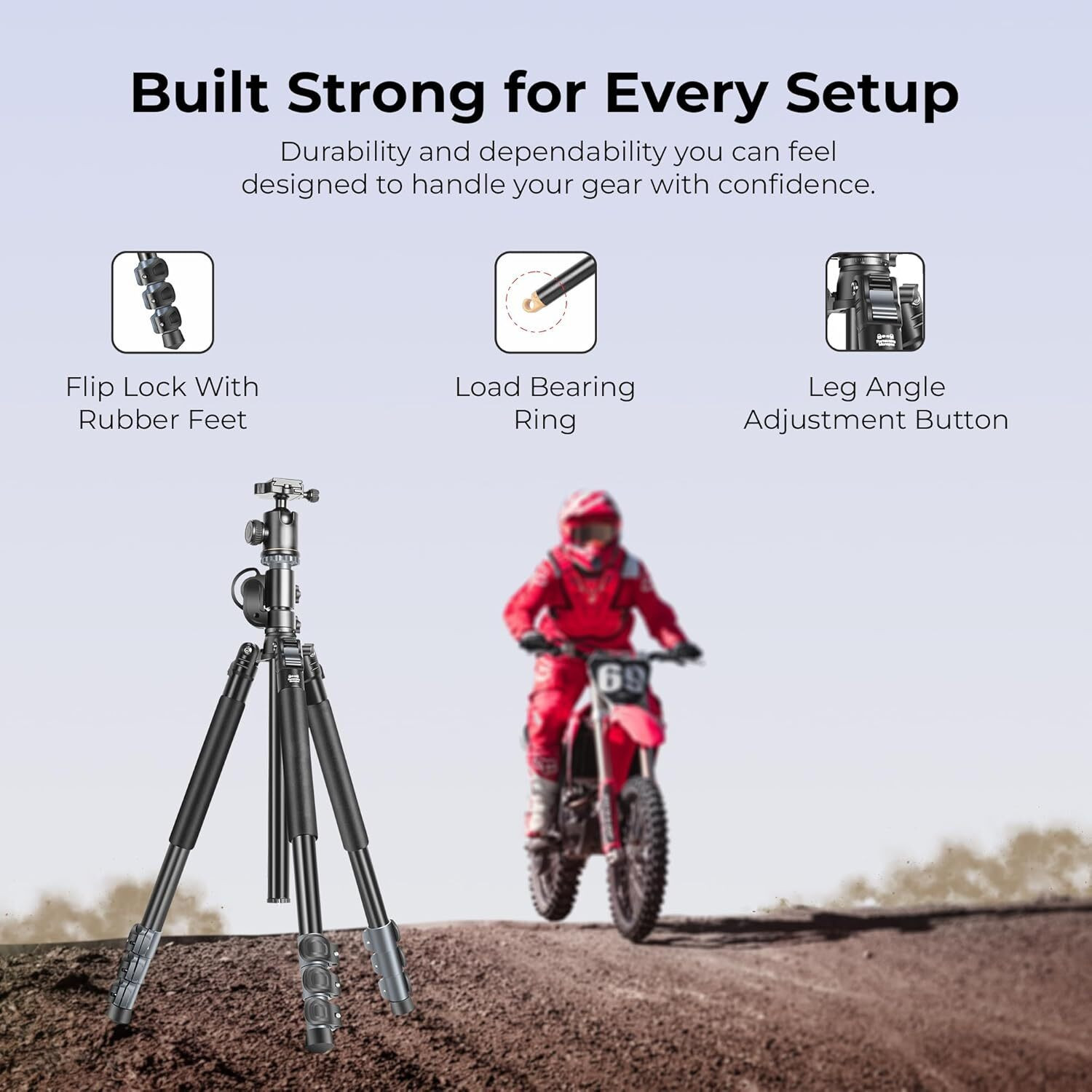 Image of DIGITEK DTR 540 BH 6.26ft Heavy Duty Multi-Angle DV Tripod Cum Monopod, 8Kg Max Load Tripod, Monopod