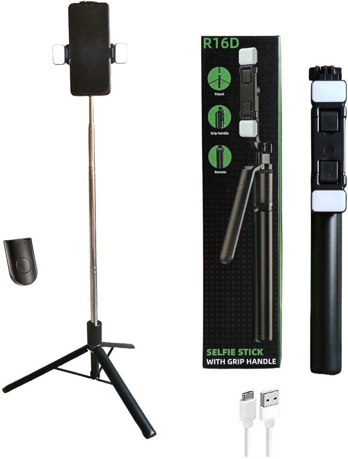 Tripolant R16D Selfie Stick Tripod for Mobile with LED Light Tripod