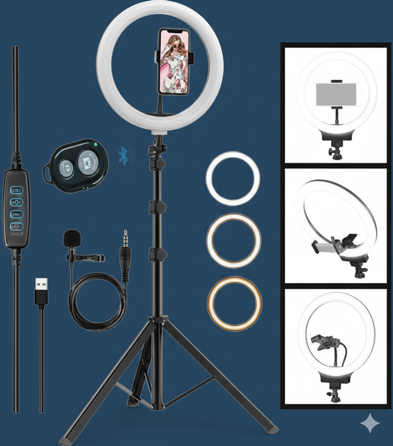 Image of BESTFLY 10 inchSelfie Light 7Ft Long tripod with remote control and long caller mic Tripod, Monopod, Tripod Bracket, Tripod Ball Head, Tripod Kit