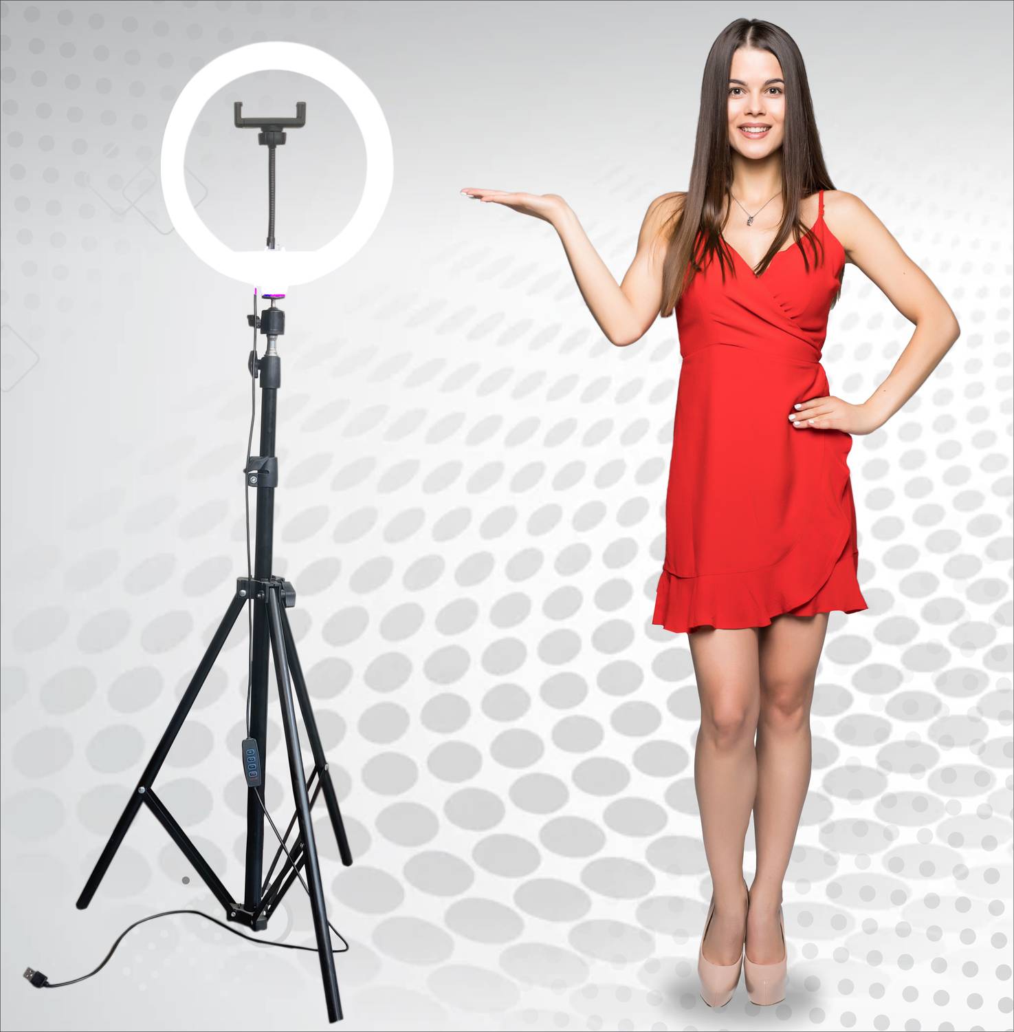 airtech 7" Metal Tripod with 10" LED Ring Light - Image 5