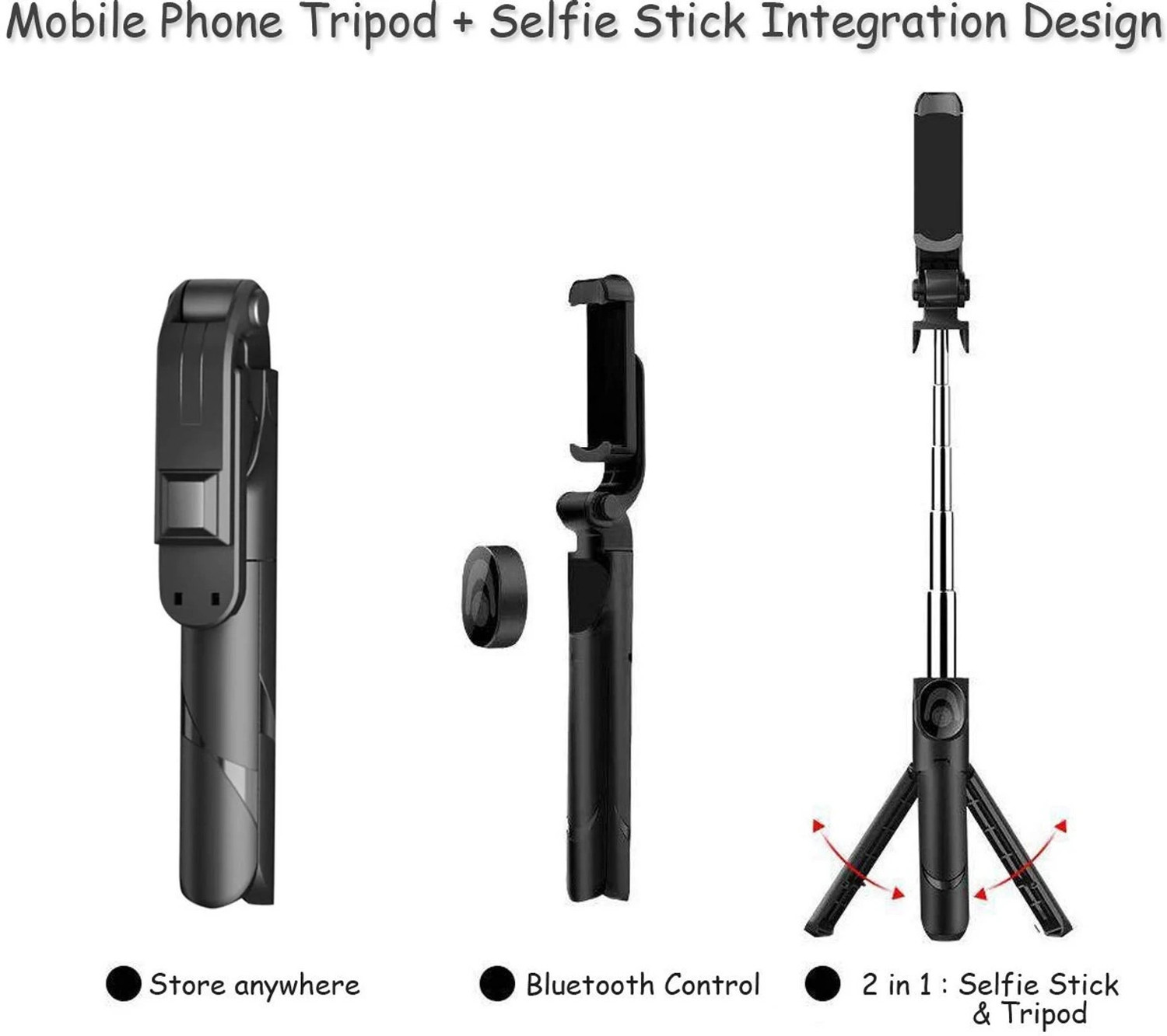 Image of Hold up Tripod Selfie Stick with Bluetooth Remote Tripod