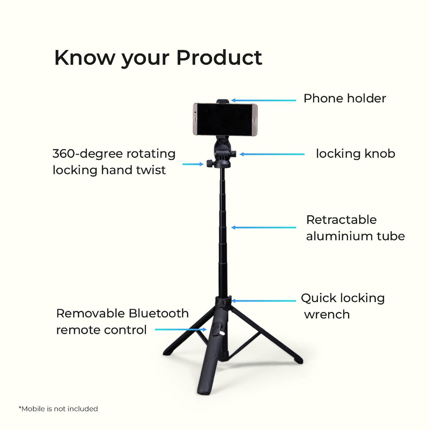 DIGITEK DTR-525 SS 160cm Tripod Selfie Stick with Remote - Image 4