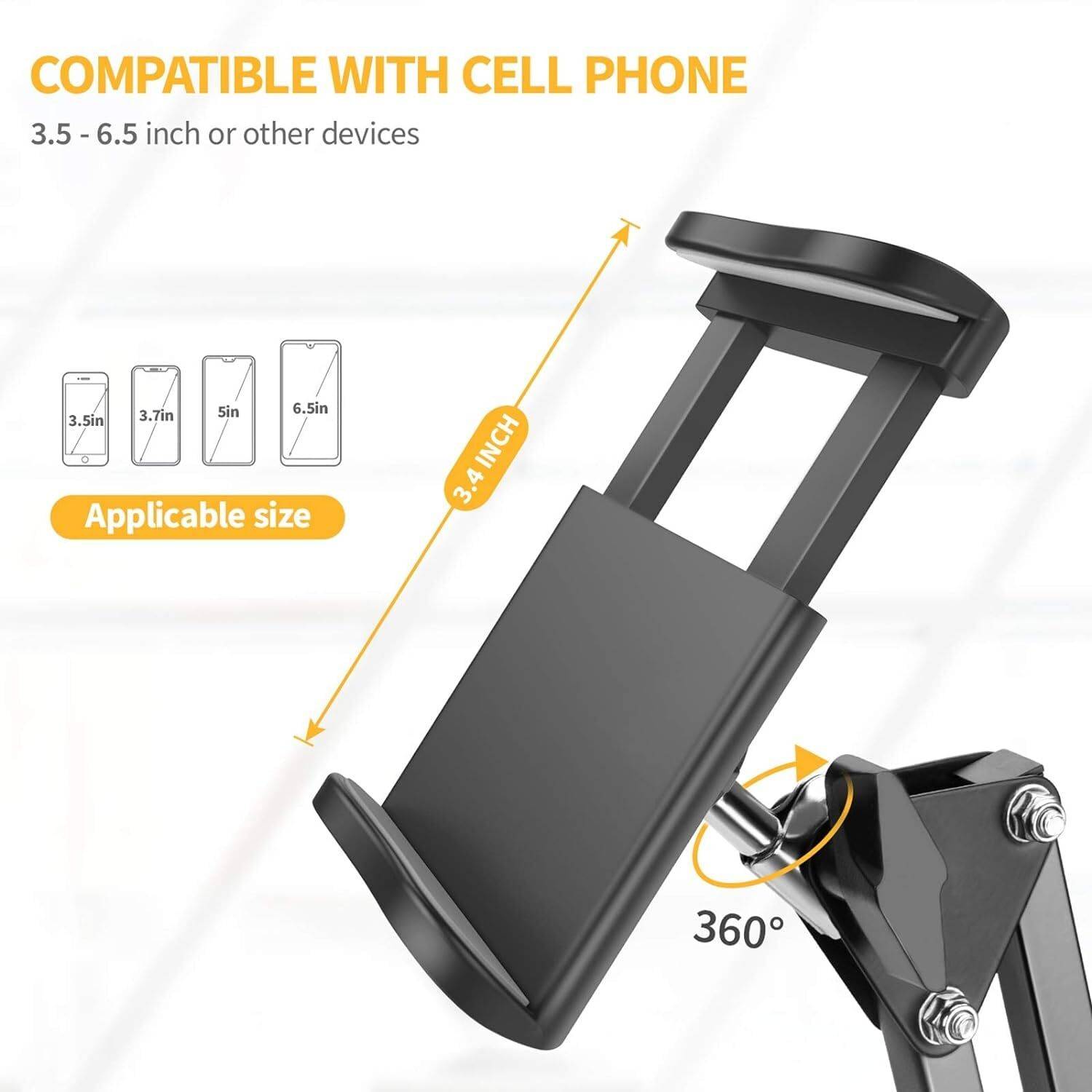 ALF Lightweight Tabletop Stand Phone Holder, Metal Long Lazy Arm and Bracket Mobile Holder - Image 2