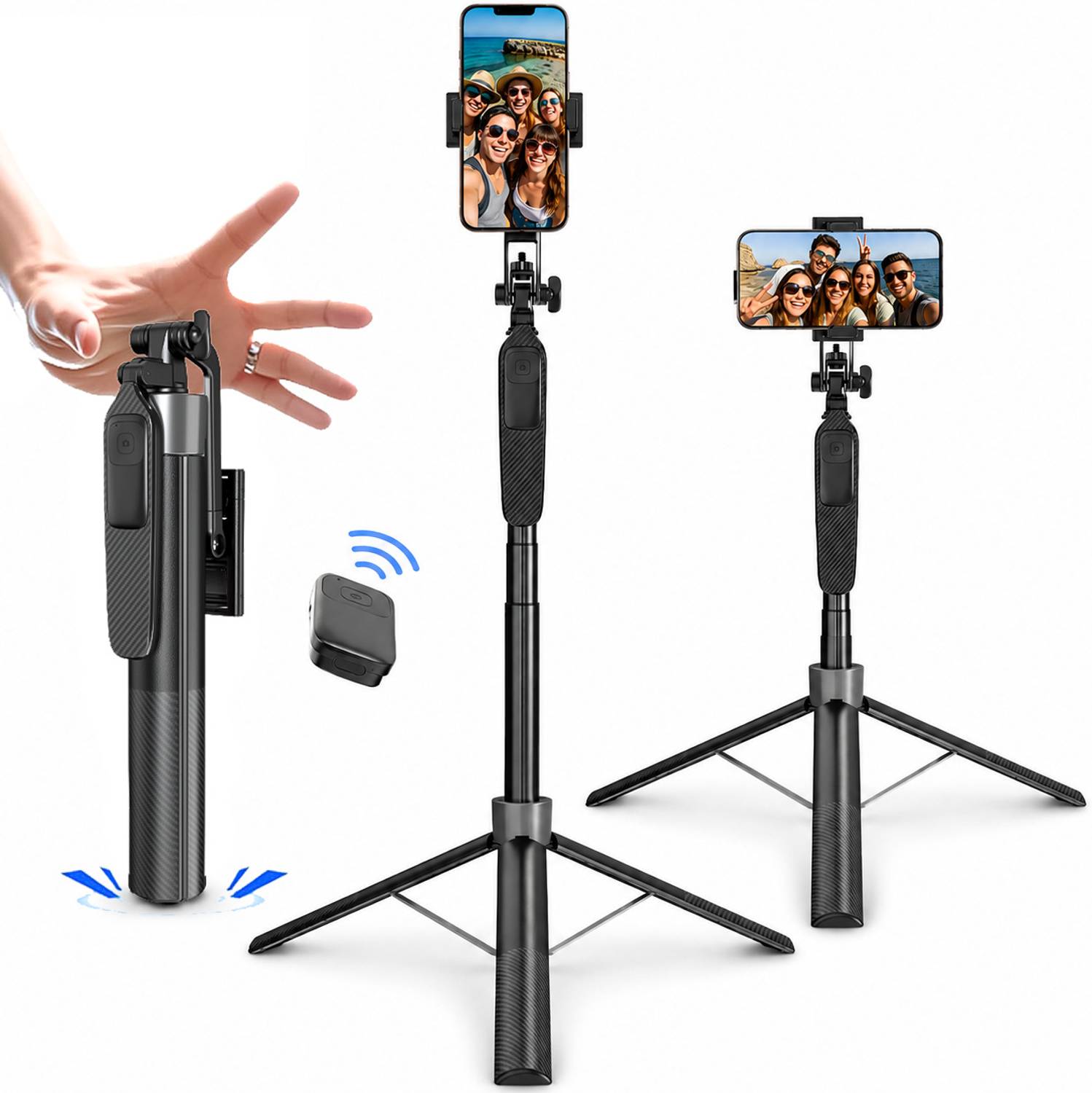 ATSolutions 4-in-1 Selfie Stick Tripod 5.8 Feet with Bluetooth Remote and Stable Handle Tripod