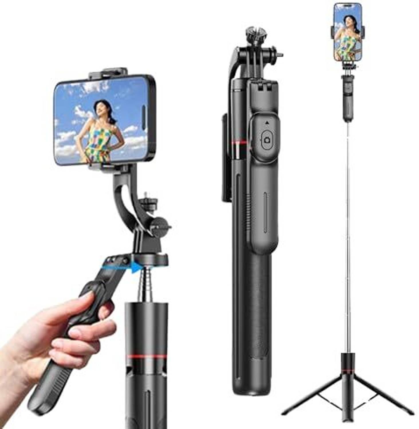 JETSYNC F16 Selfie Stick Tripod with Remote 360° Rotation Extendable Tripod