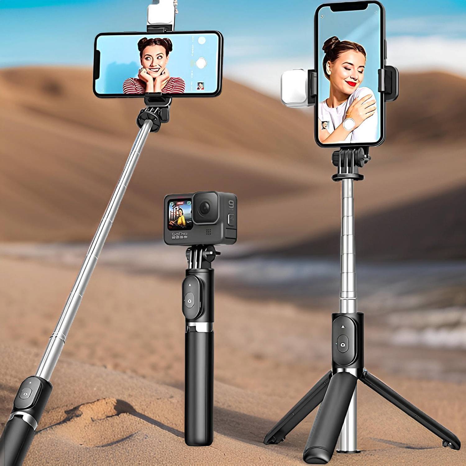 Clairbell Adjustable (Tripod) and (Selfie Stick) with Bluetooth Connectivity JY435 Tripod