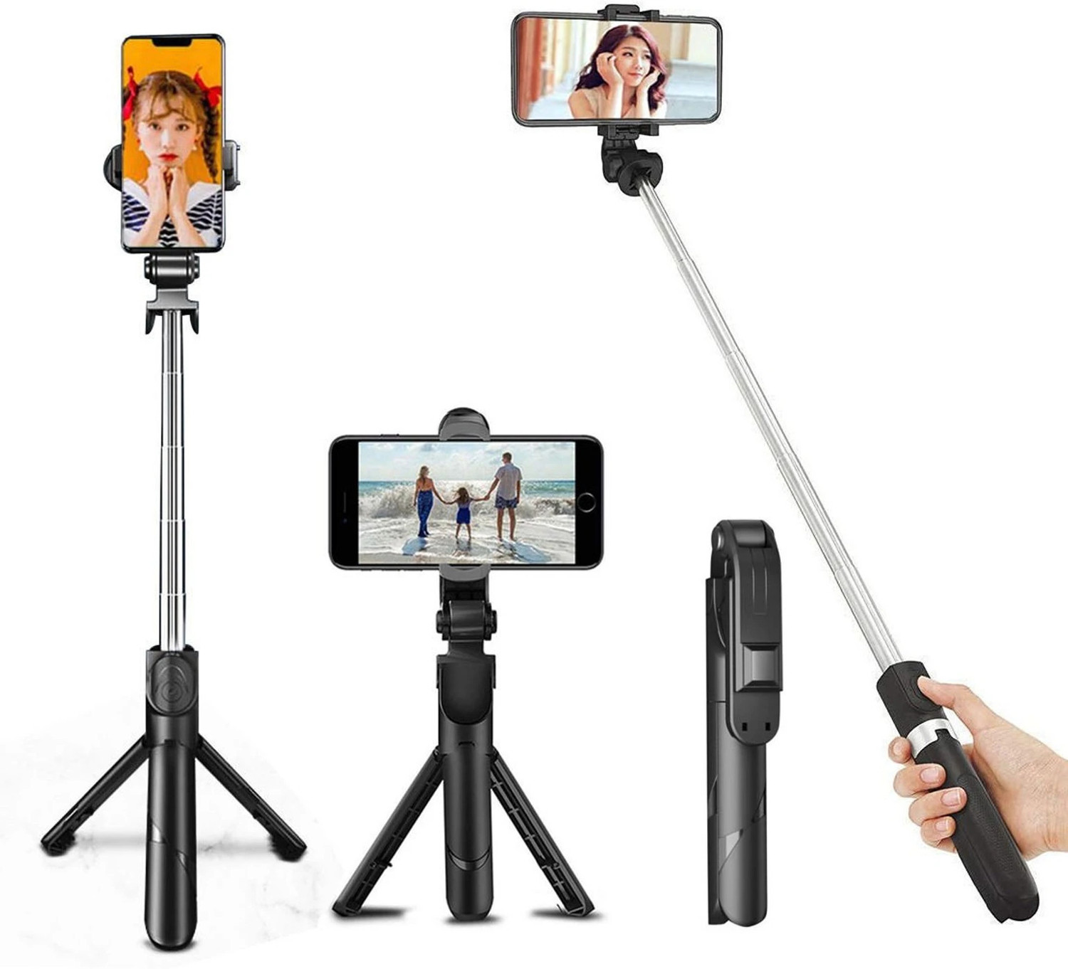 Image of Hold up Tripod Selfie Stick with Bluetooth Remote Tripod