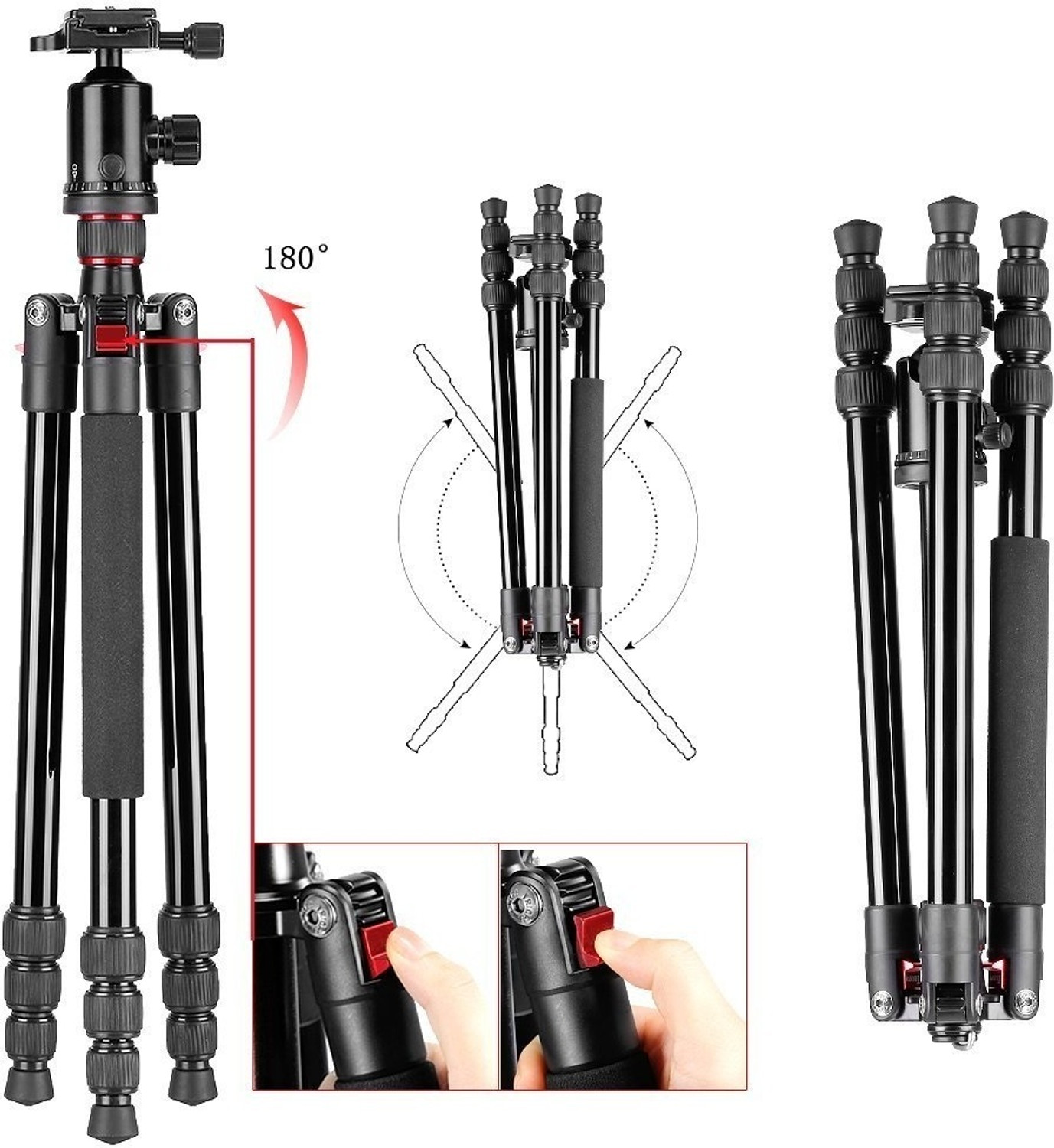 Image of Adofys Aluminium alloy 65 inches /165 Centimeters Camera Travel Tripod Monopod Tripod
