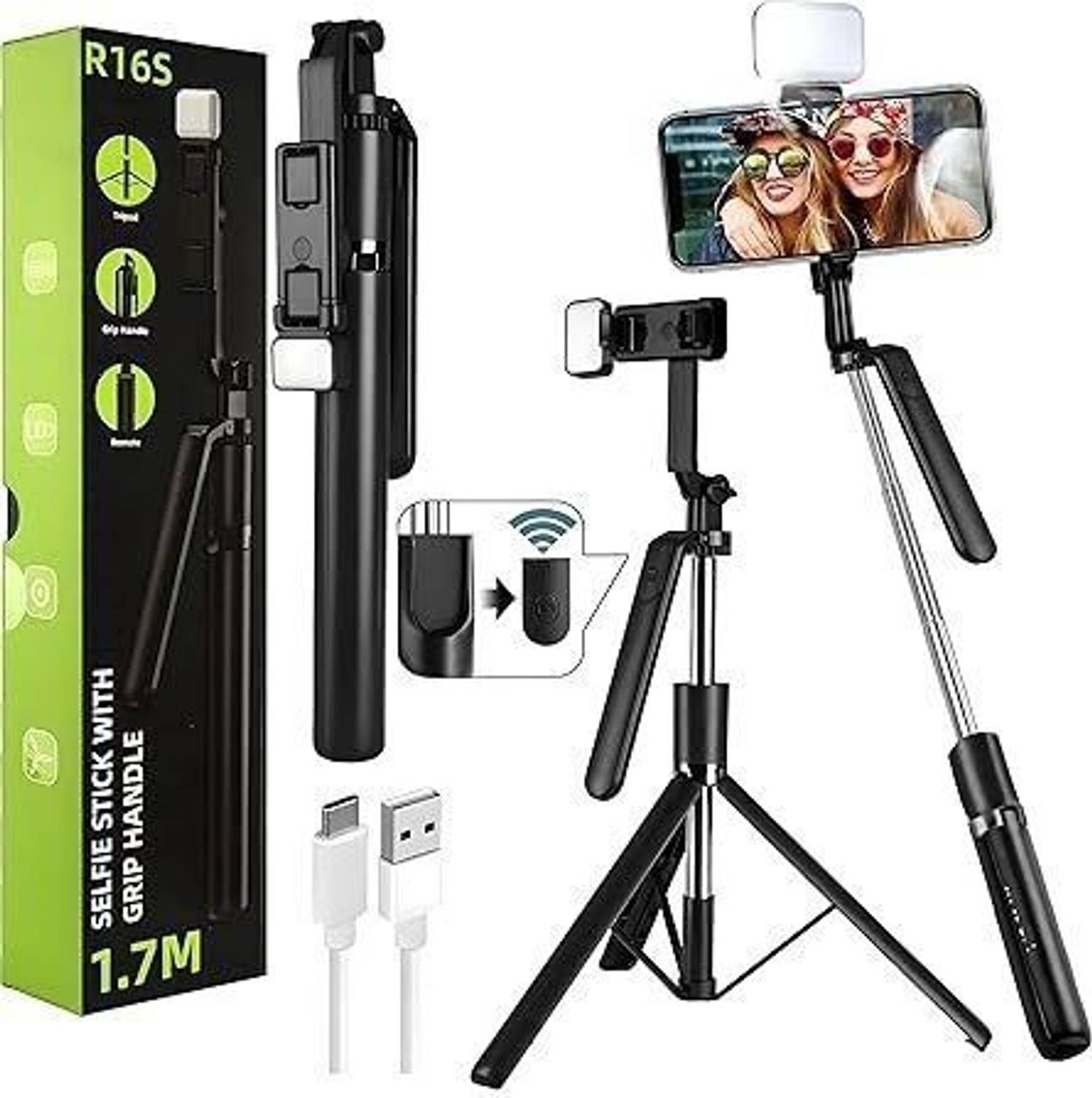 USTINE R16 Extendable Tripod Selfie Stick with Secure Non-Slip Grip 28 Tripod