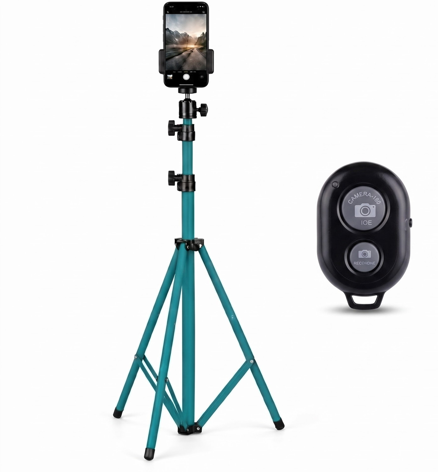 Image of Protance Tripod 7 Feet Adjustable Stand With Bluetooth Remote, Rotating Ball Head BG-089 Tripod (Green, Supports Up to 2100 g)