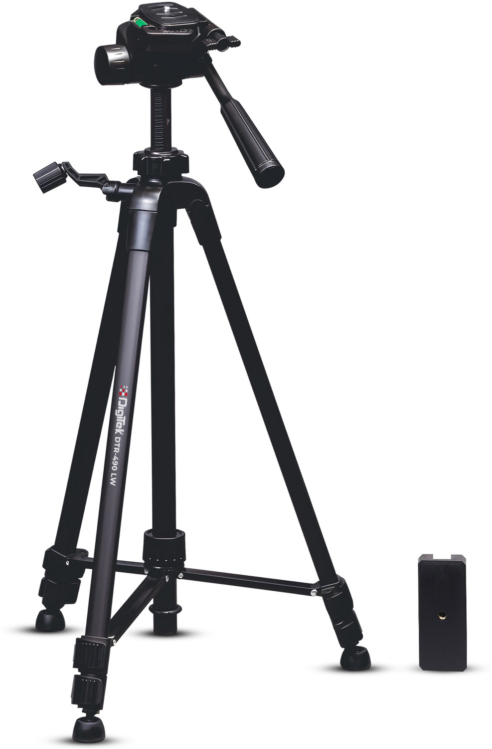 Image of DIGITEK DTR-490 LW Foldable Tripod Stand with Smartphone Holder, Pan Head Tripod