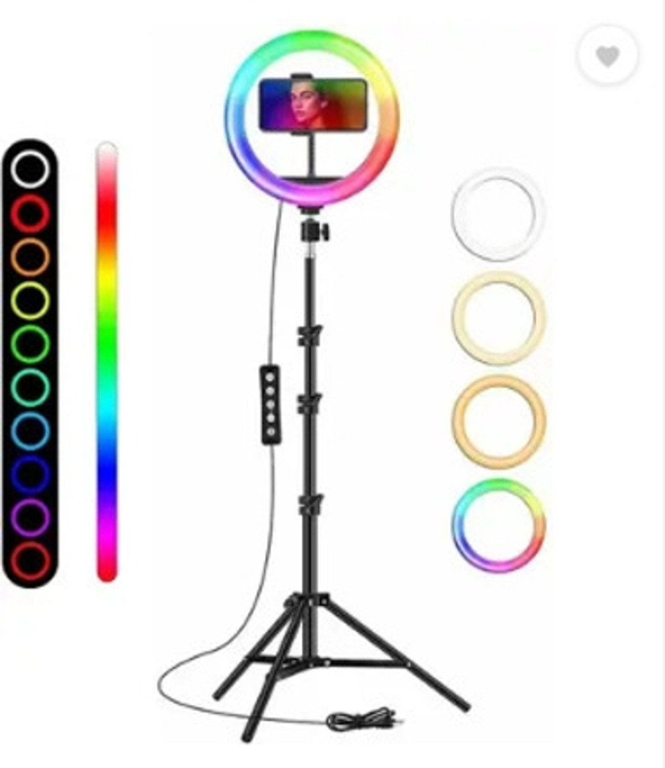 Image of airtech Strong metal Black tripod stand with RGB ring light for phography and video Tripod Kit, Tripod, Monopod Kit, Monopod
