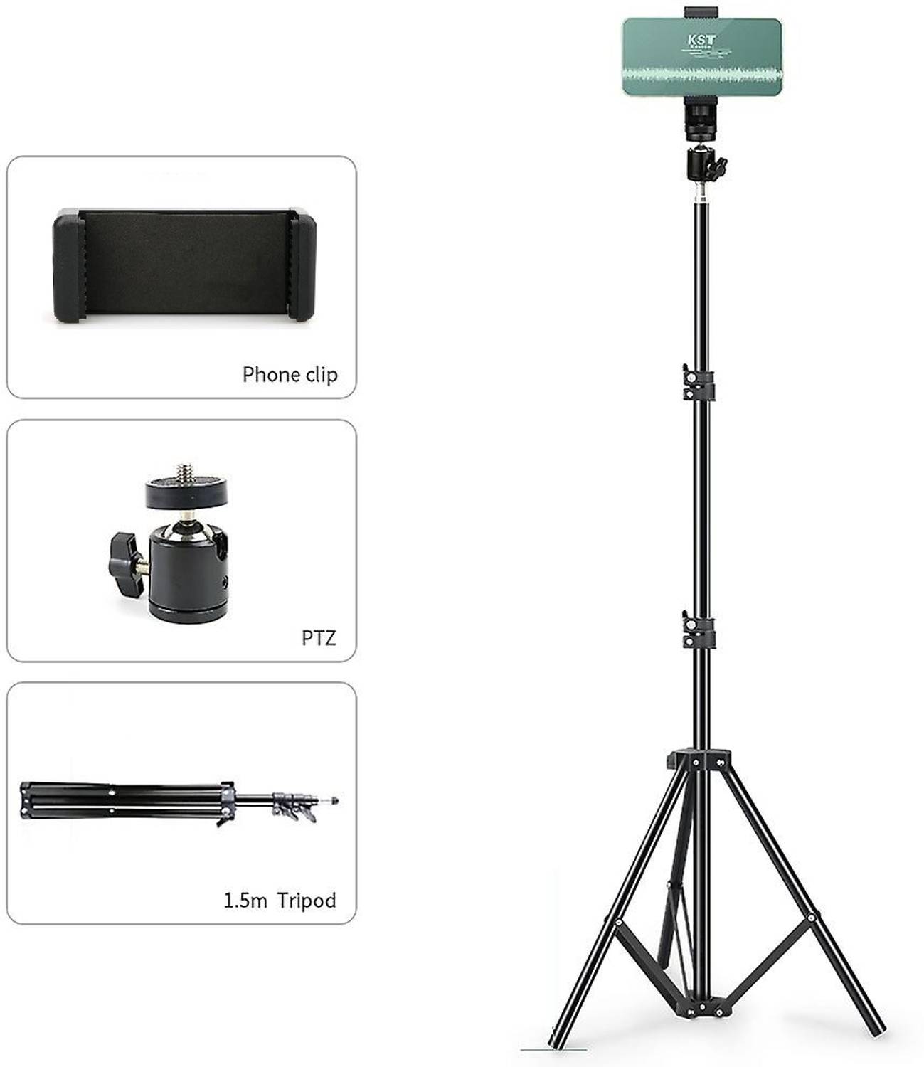 Speeqo Heavy 6 Feet Portable Adjustable Tripod Stand, Rotating Ball Head Mobile Monopod Tripod, Tripod Bracket, Tripod Ball Head, Monopod, Tripod Kit