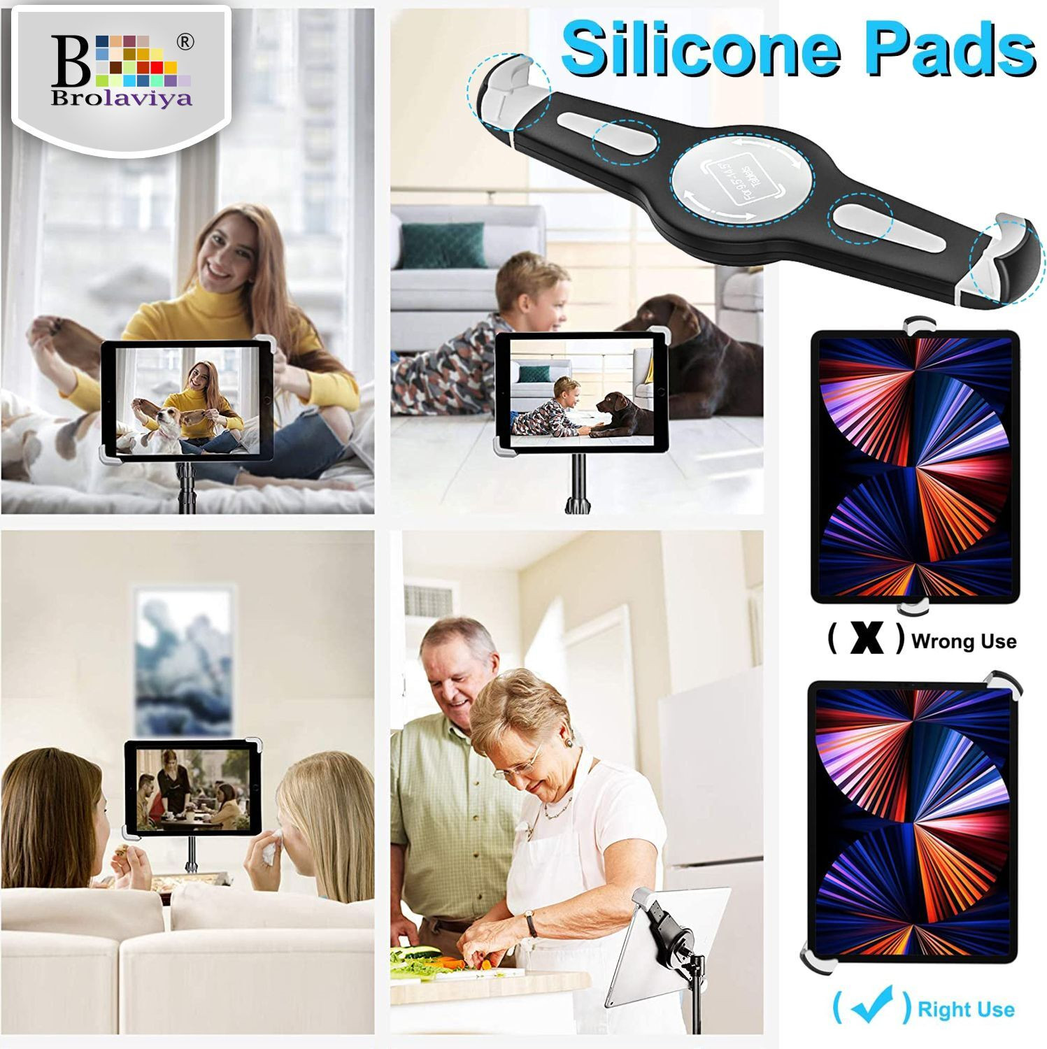 Image of BROLAVIYA Tablet Tripod Floor Stand for Home,Office,Stage for All 9.5~14.5 Diagonal inches Mobile Holder